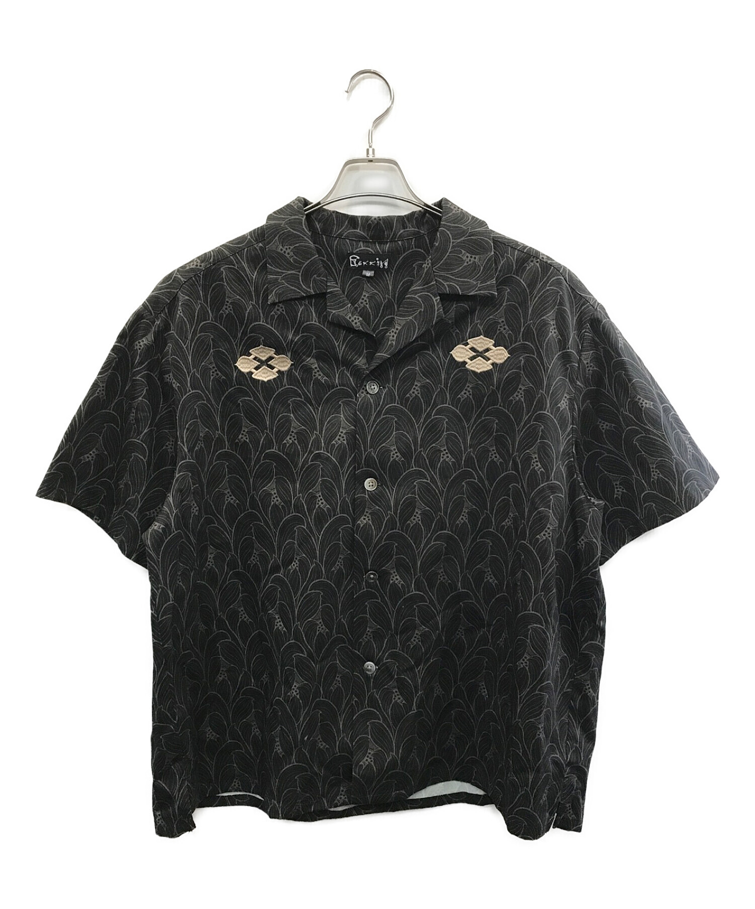 gakkin (ガッキン) LOTUS BUDS PATTERN S/S SHIRT ブラック サイズ:M