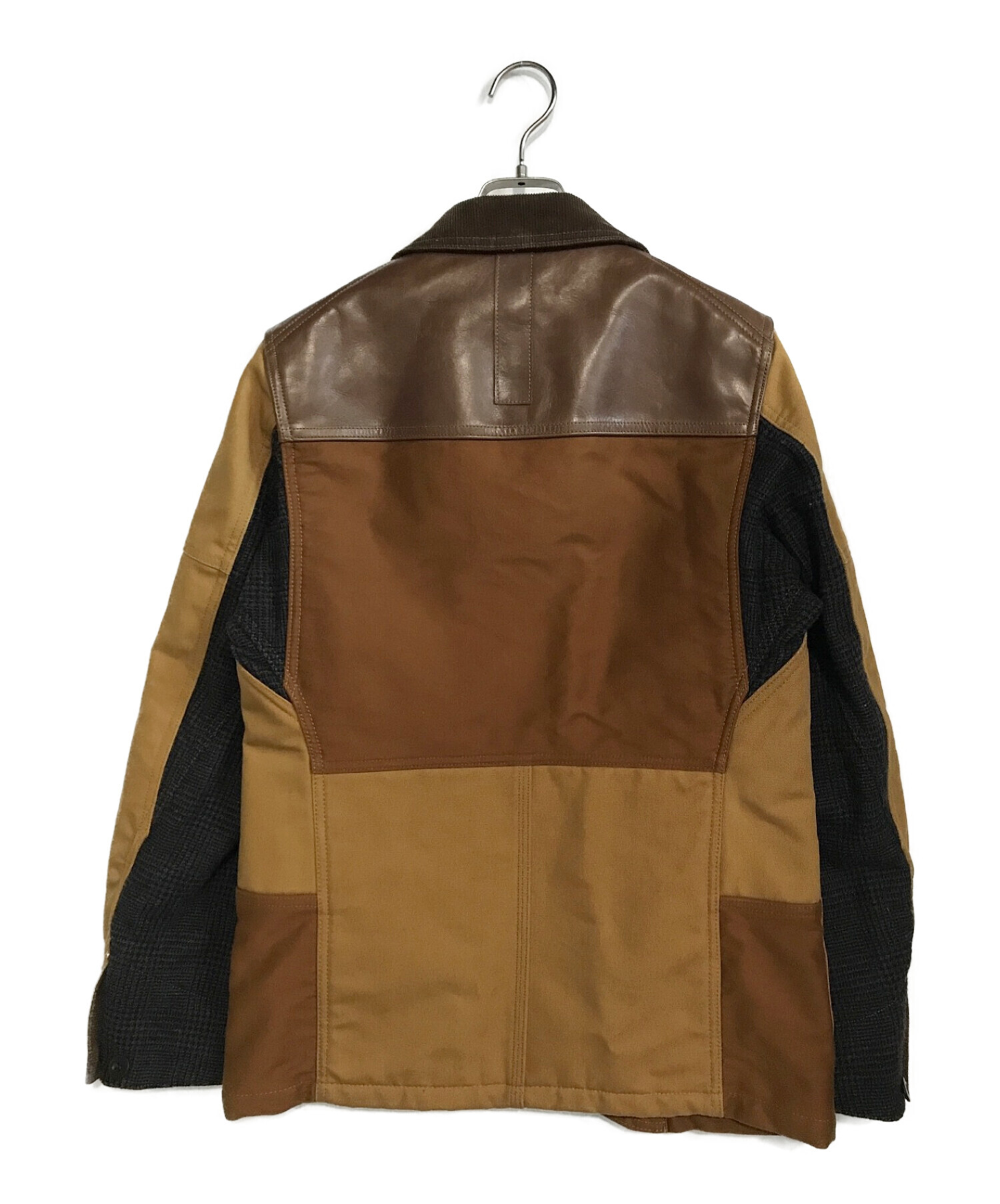 eYe JUNYA WATANABE MAN × carhartt (アイジュンヤワタナベ マン x カーハート) レザー切替再構築カバーオール  ブラウン サイズ:S