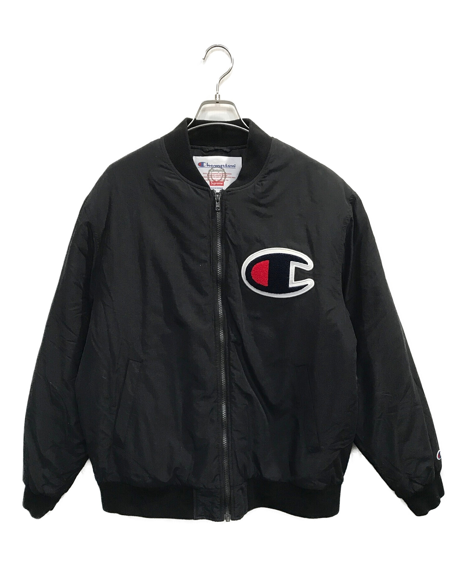 SUPREME×Champion (シュプリーム×チャンピオン) Color Blocked Jacket / カラーブロックジャケット ブラック  サイズ:L
