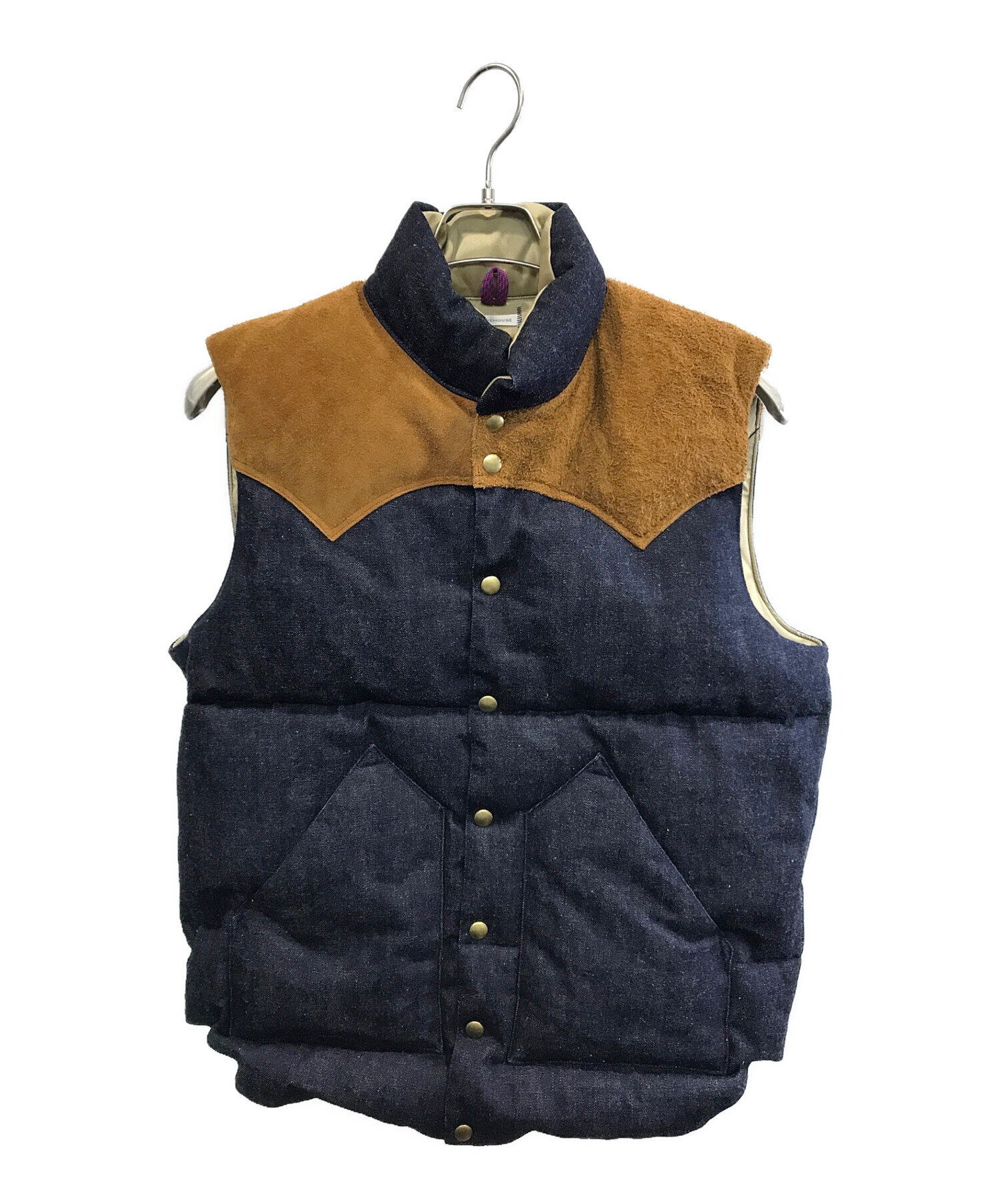 Rocky Mountain Featherbed × WARE HOUSE (ロッキー マウンテン フェザーベッド×ウェアハウス) ダウンベスト  ブラウン×インディゴ サイズ:42