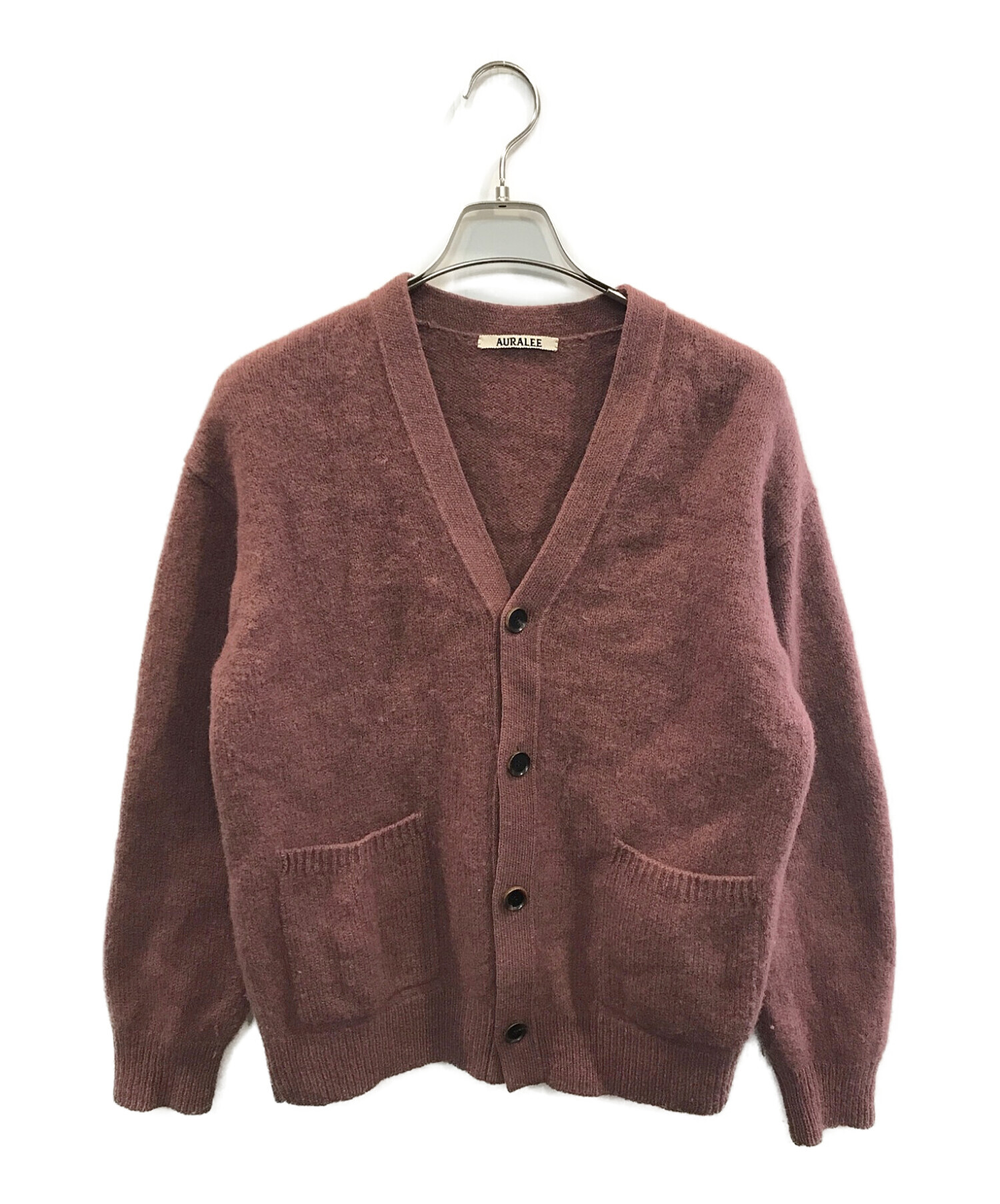 AURALEE (オーラリー) PURE SHETLAND WOOL KNIT CARDIGAN　/　ピュアシェットランドウールニットカーディガン  ピンク サイズ:3