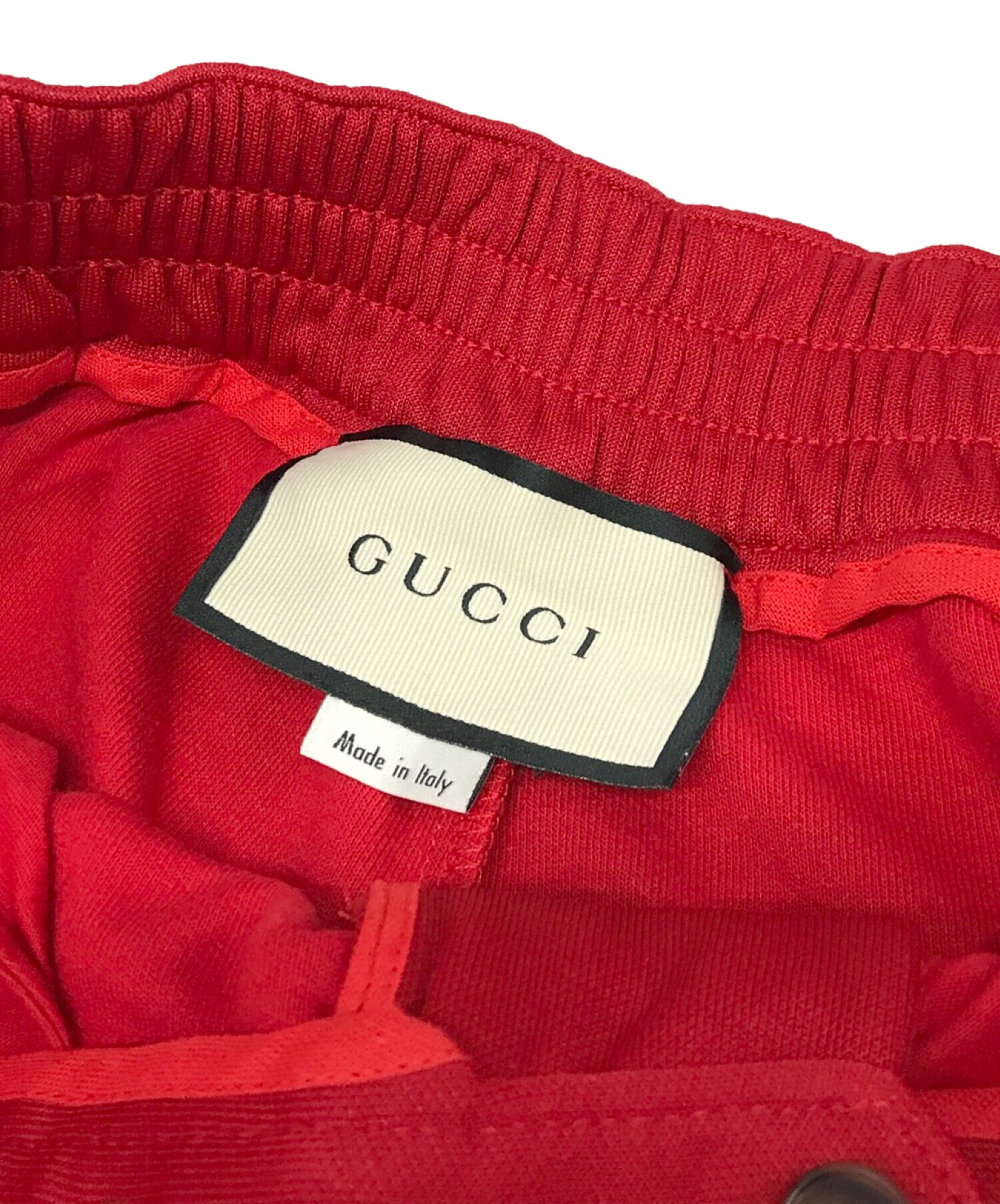 GUCCI (グッチ) テクニカルジャージージョギングロングパンツ レッド サイズ:S