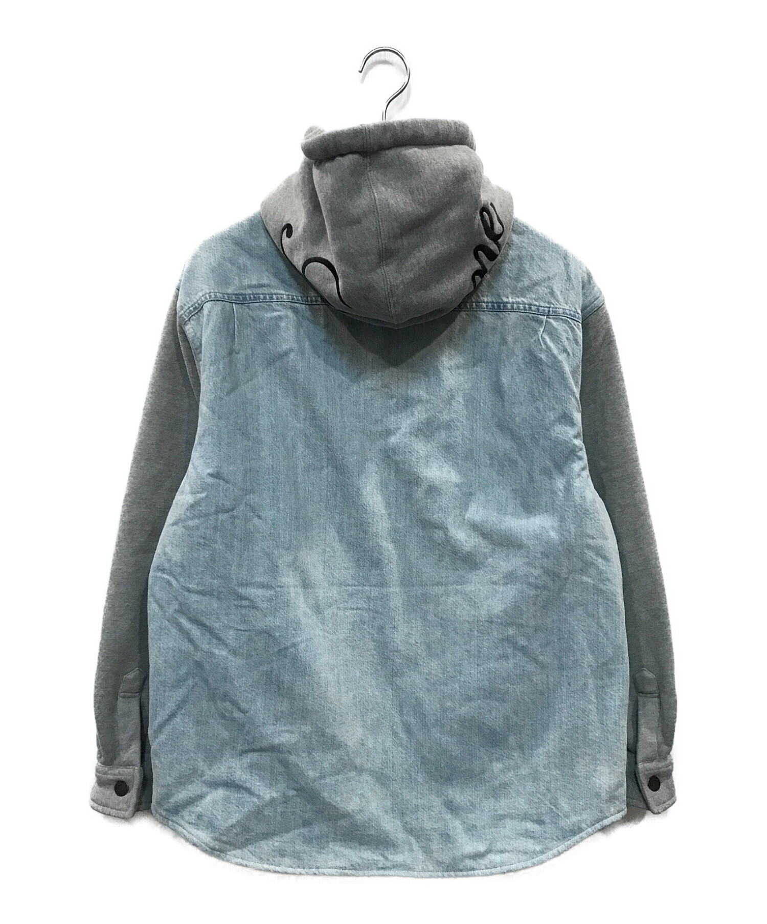 Supreme (シュプリーム) Fleece Hooded Denim Shirt（フリースフーデットデニムシャツ プルオーバーパーカー） ブルー  サイズ:S