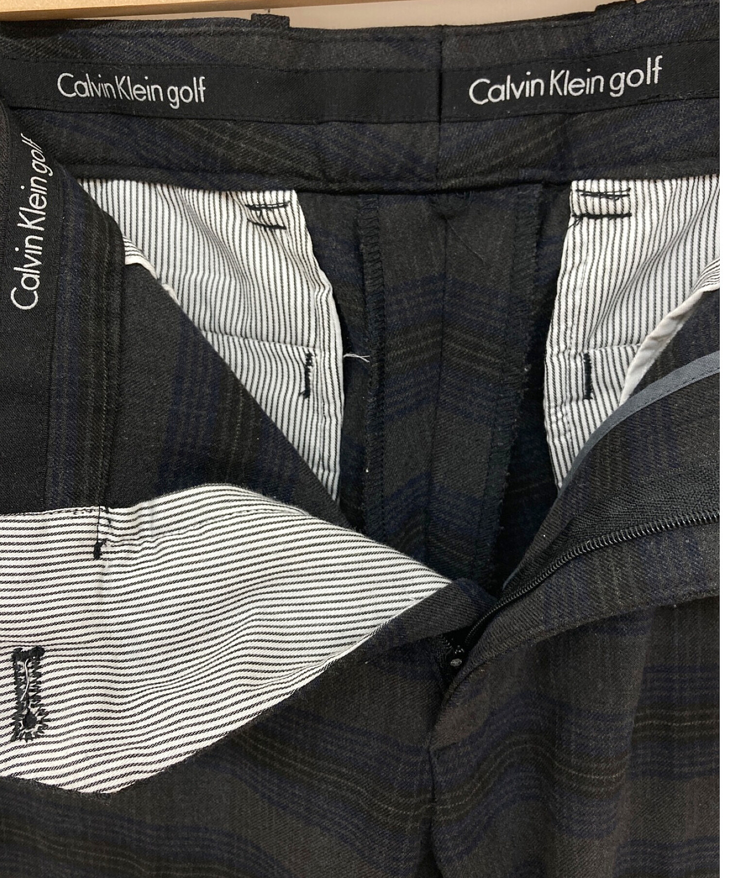 Calvin Klein GOLF (カルバンクラインゴルフ) チェックゴルフパンツ ブラウン サイズ:82