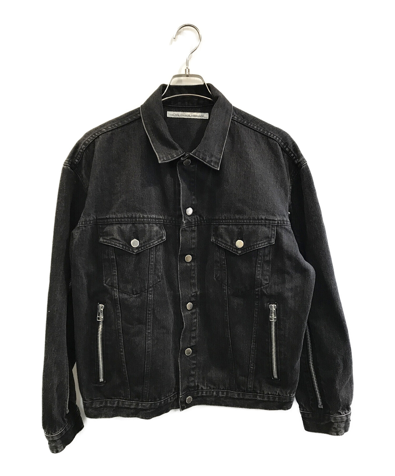 JOHN LAWRENCE SULLIVAN (ジョンローレンスサリバン) BLEACHED DENIM ZIPPED JACKET ブラック  サイズ:46