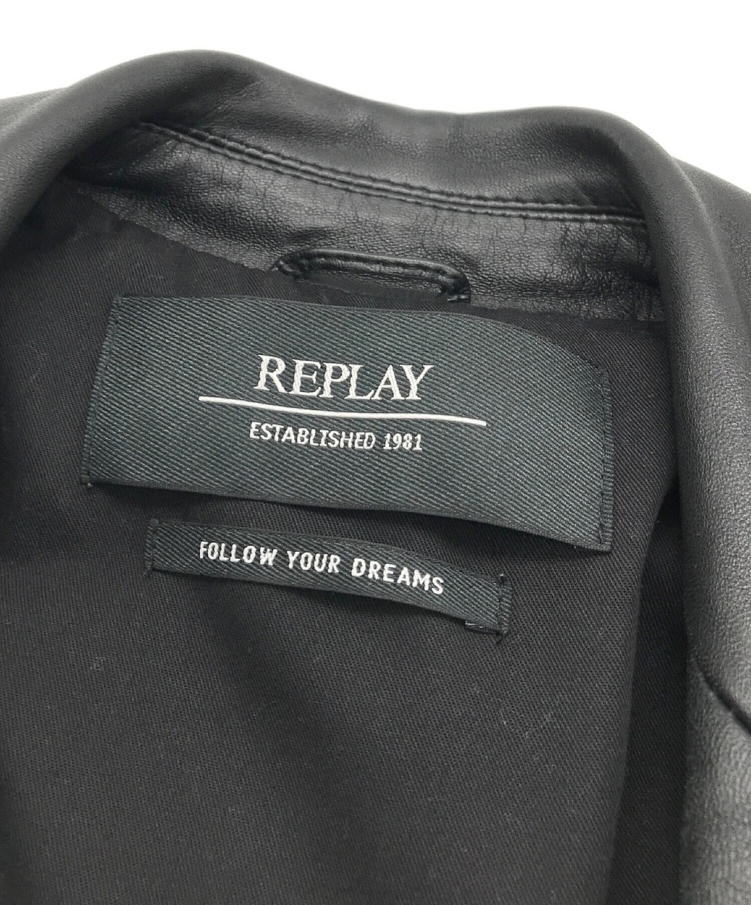 REPLAY (リプレイ) ラムレザーダブルライダースジャケット ブラック サイズ:S