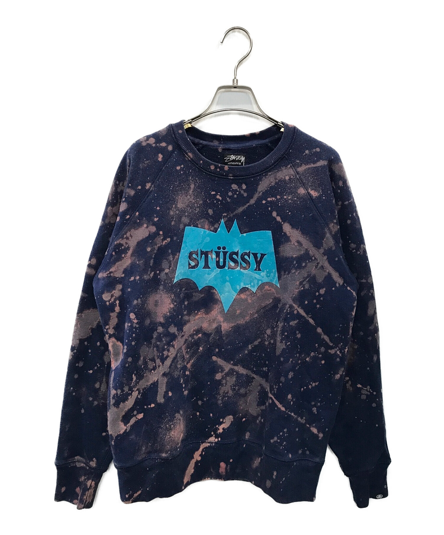 stussy (ステューシー) バットマンロゴブリーチスウェット ネイビー サイズ:M