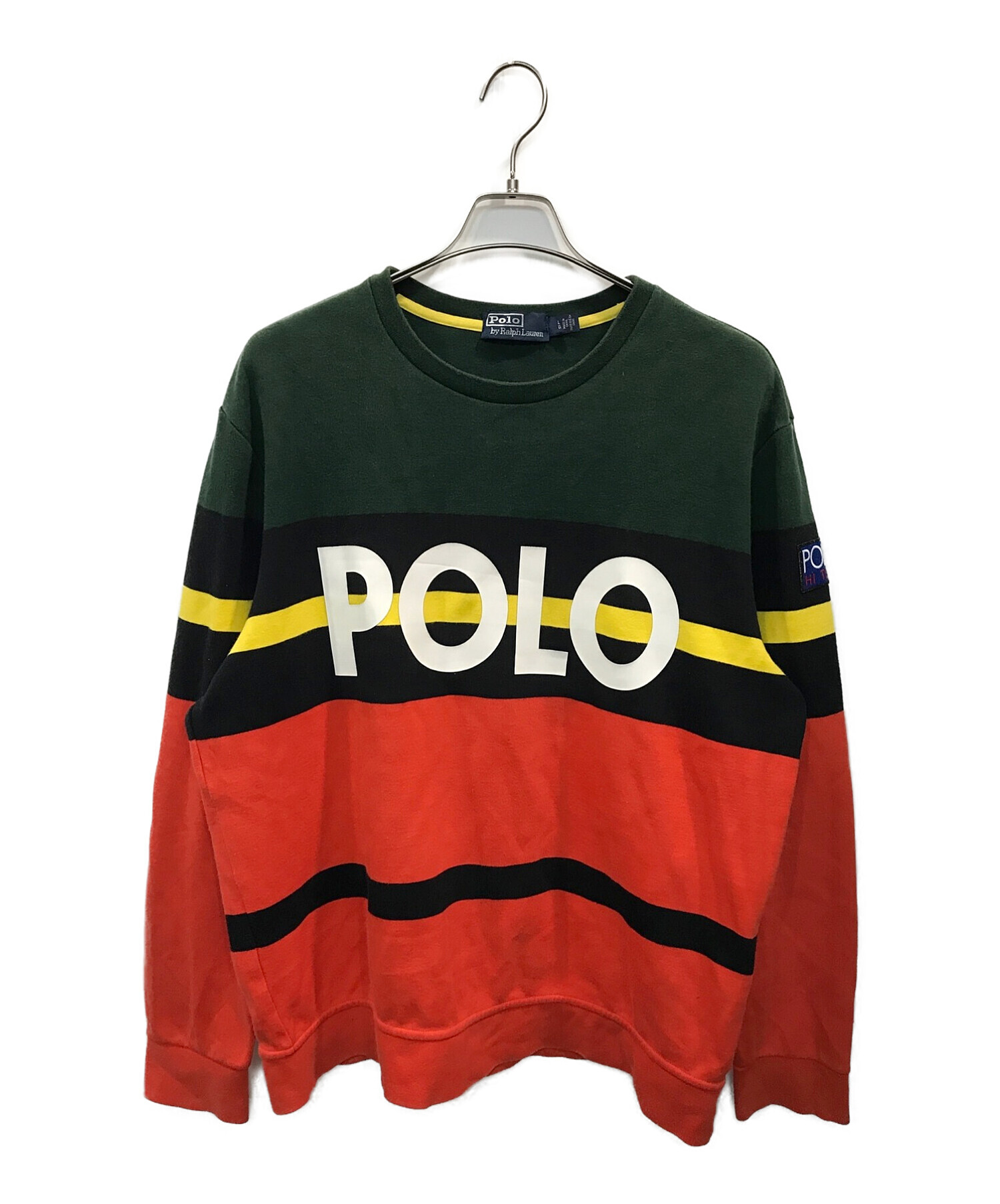 POLO RALPH LAUREN (ポロ・ラルフローレン) 復刻ハイテックボーダーカットソー グリーン×レッド サイズ:L