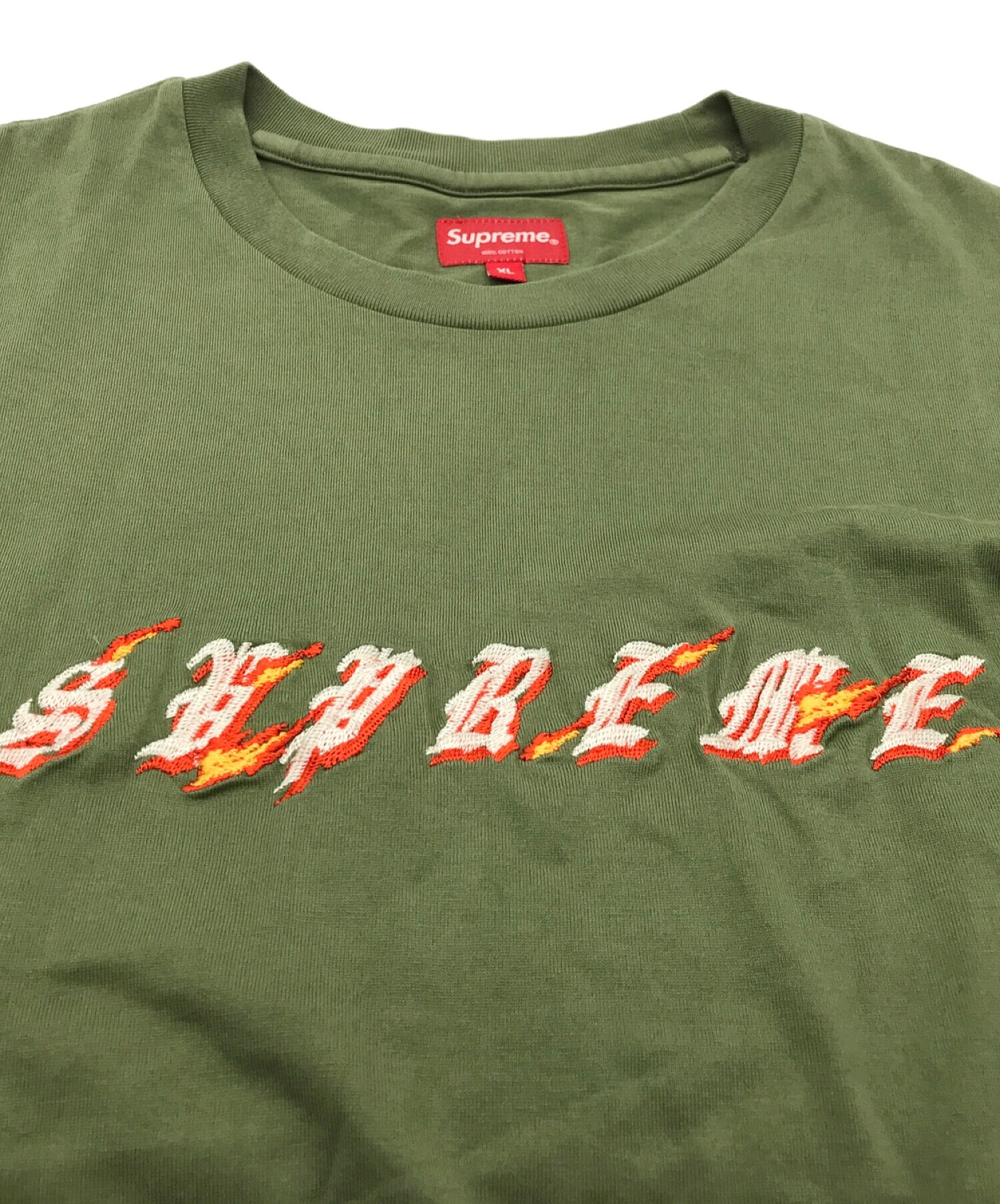 中古・古着通販】Supreme (シュプリーム) FLAMES S/S TOP カーキ