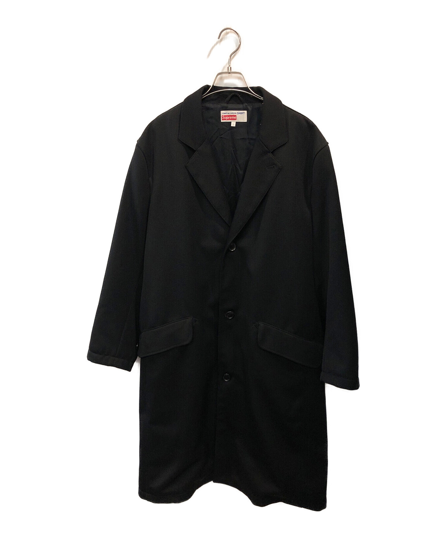 SUPREME (シュプリーム) COMME des GARCONS SHIRT (コムデギャルソンシャツ) 18AW Wool Blend  Overcoat ブラック サイズ:L