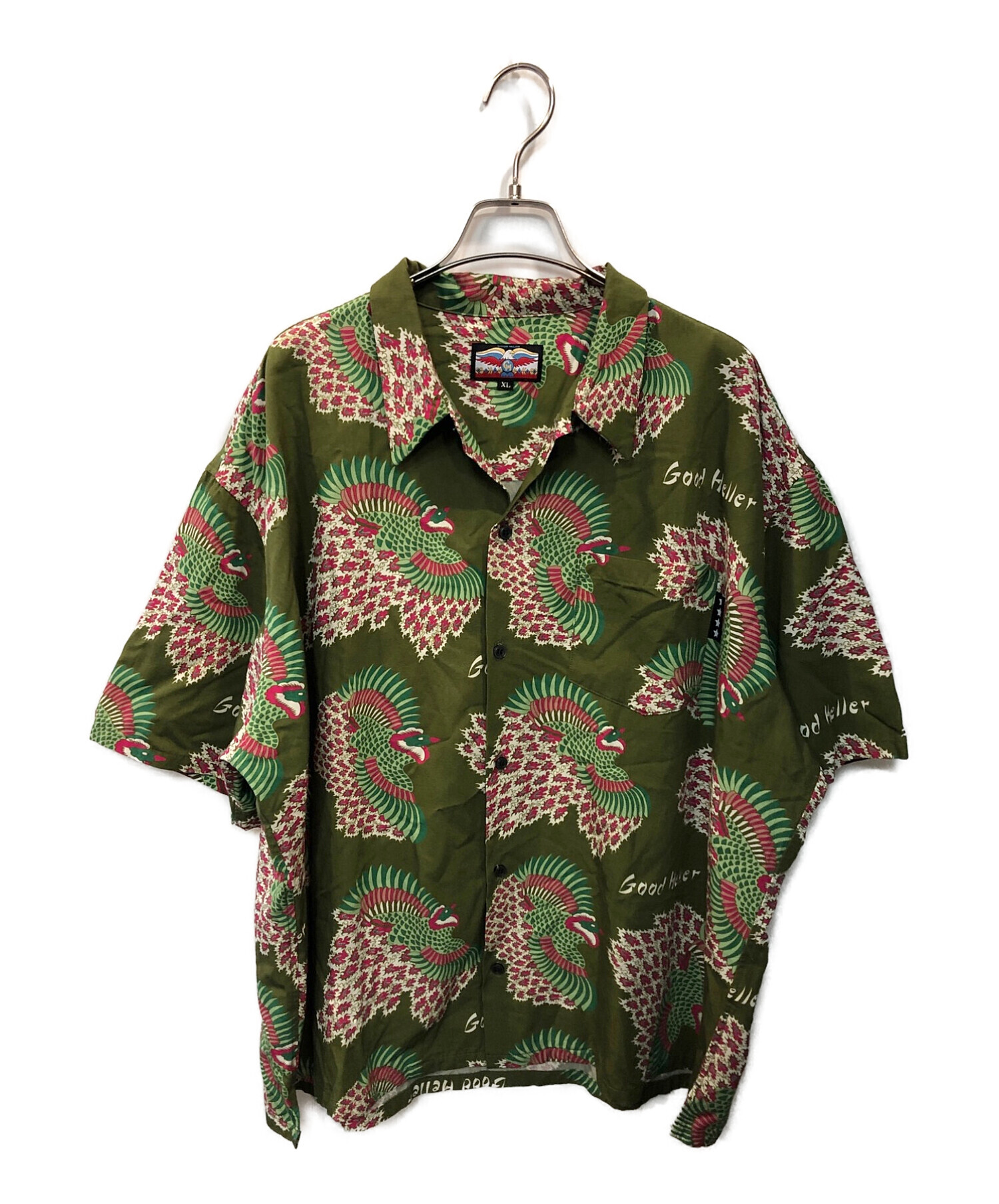 good heller (グッドヘラー) HOUOU ALLOVER PATTERN S/S SHIRT グリーン サイズ:XL