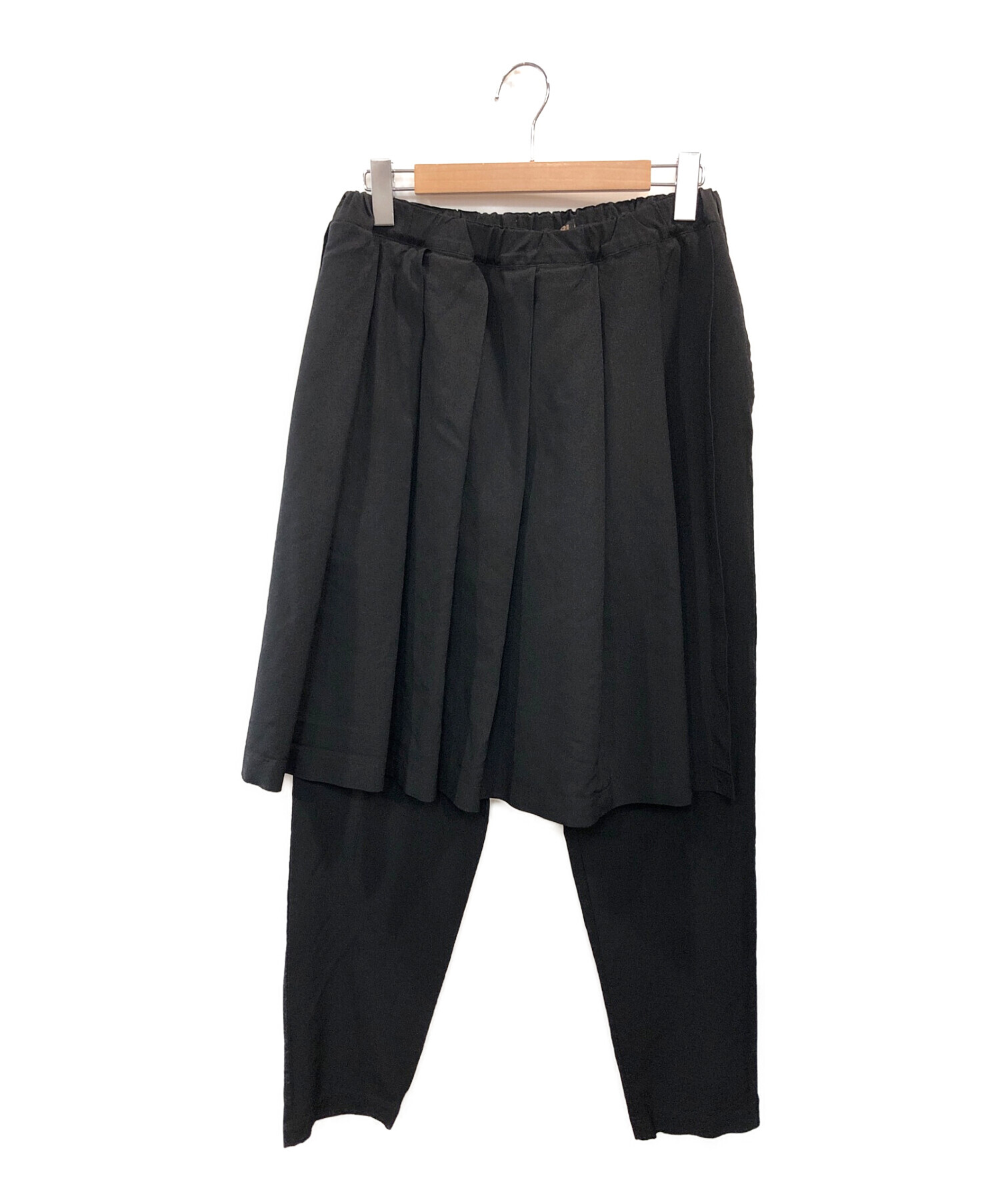 BLACK COMME des GARCONS (ブラックコムデギャルソン) スカートドッキング加工パンツ ブラック サイズ:L
