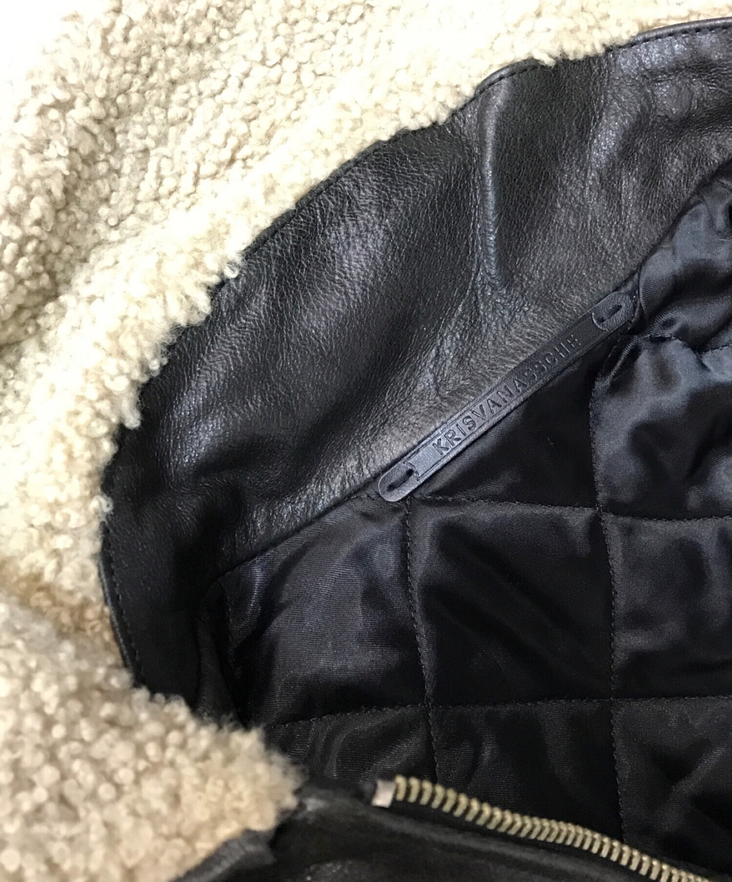 KRIS VAN ASSCHE (クリス ヴァン アッシュ) ゴートレザージャケット ブラック サイズ:50