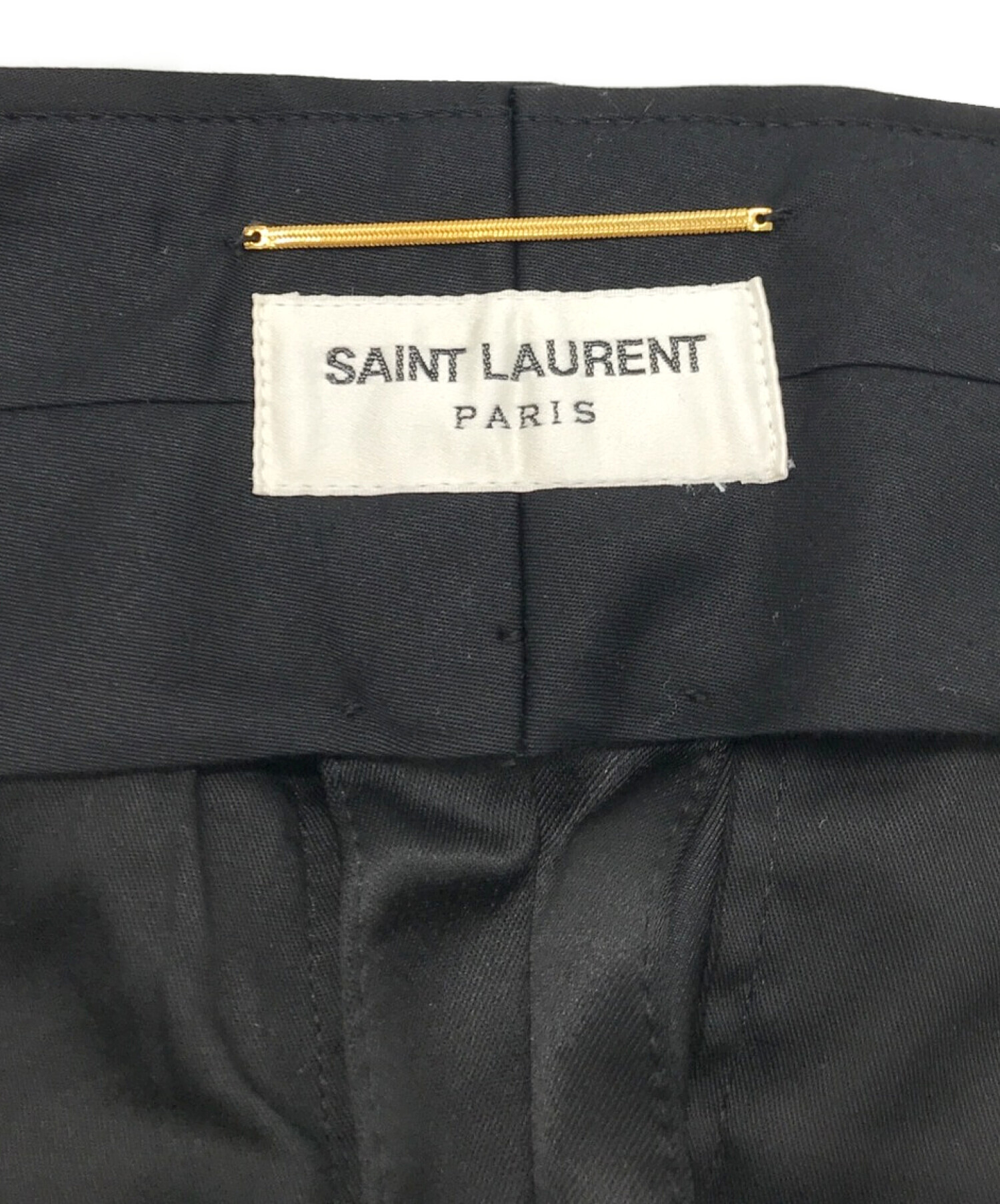 Saint Laurent Paris (サンローランパリ) タックシルクスラックスパンツ ブラック サイズ:40