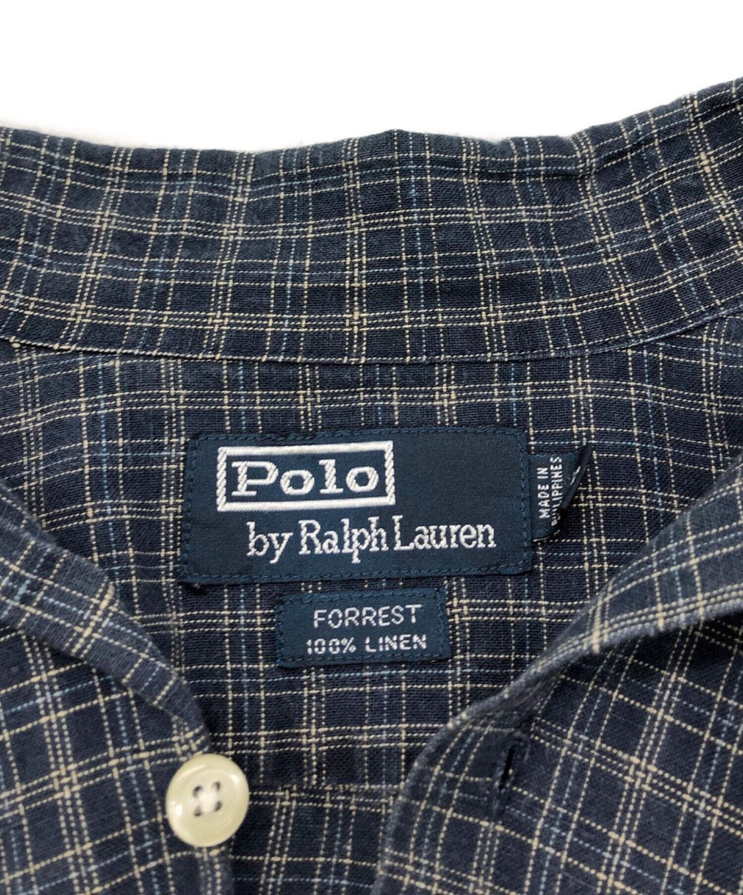 POLO RALPH LAUREN (ポロ・ラルフローレン) FORRESTリネンオープンカラーシャツ ネイビー サイズ:S
