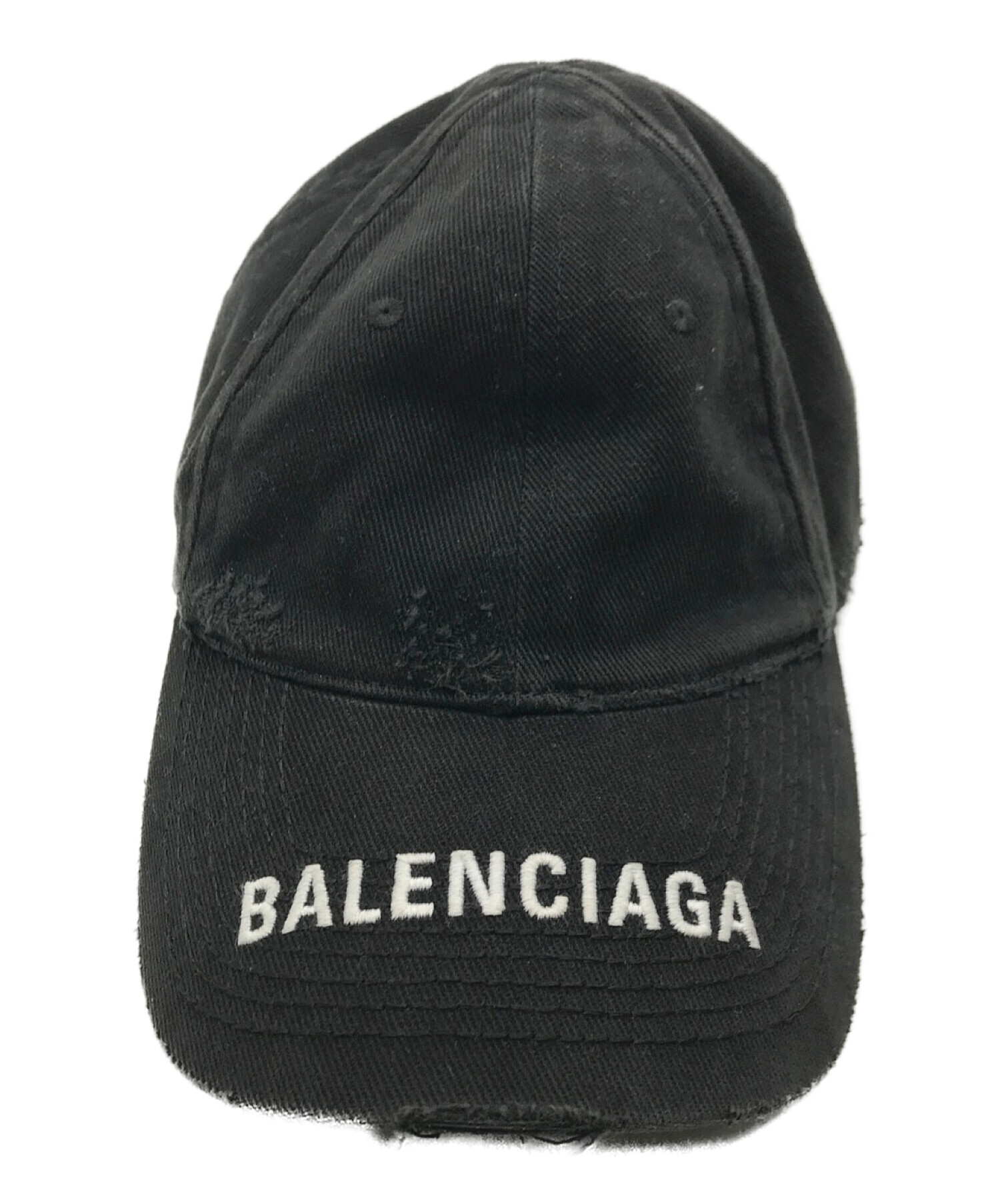 BALENCIAGA (バレンシアガ) ダメージ加工キャップ ブラック サイズ:S(55cm)