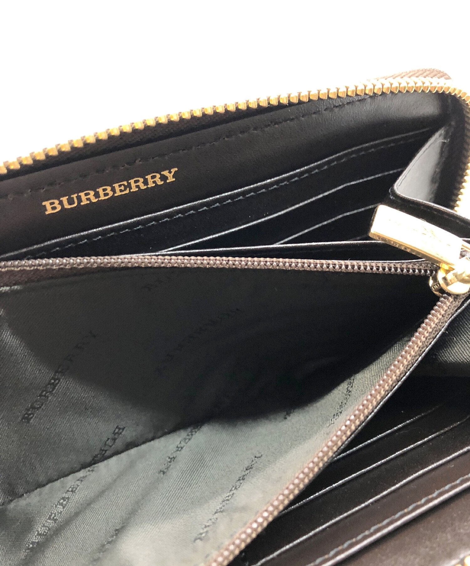 BURBERRY (バーバリー) ノヴァチェックロングジップウォレット ベージュ×ブラウン