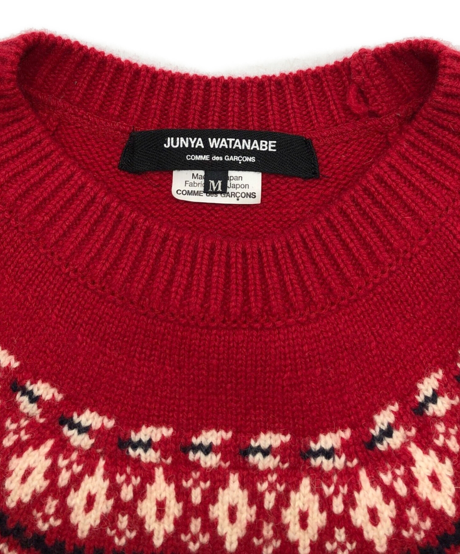 JUNYA WATANABE COMME des GARCONS ((ジュンヤワタナベ コムデギャルソン) エアロスミスノルディックセーター レッド  サイズ:Ｍ