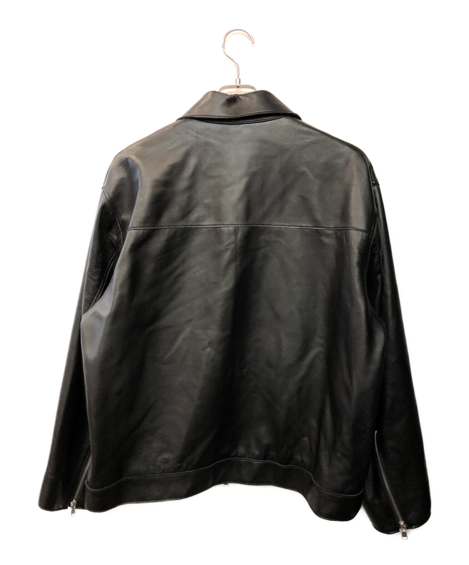 MAISON SPECIAL (メゾンスペシャル) ラムレザープライムオーバー襟付きシングルライダースジャケット ブラック サイズ:00