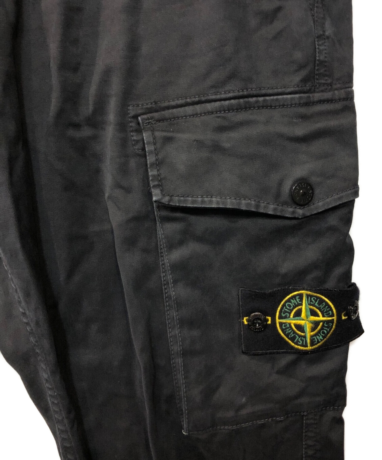 STONE ISLAND (ストーンアイランド) ガーメントダイコットンストレッチカーゴパンツ ブラック サイズ:W33