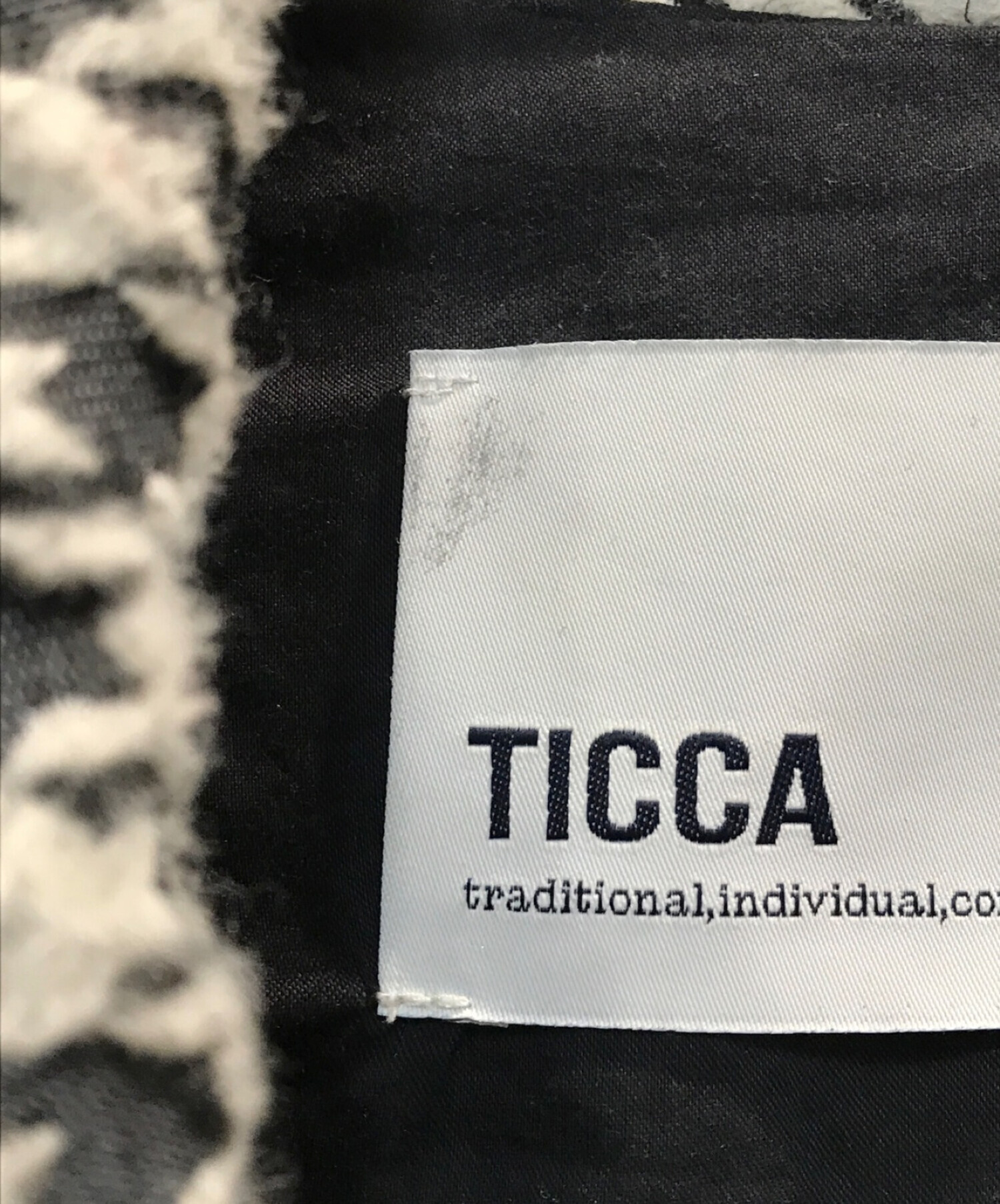 中古・古着通販】TICCA (ティッカ) チェックコクーンコート グレー