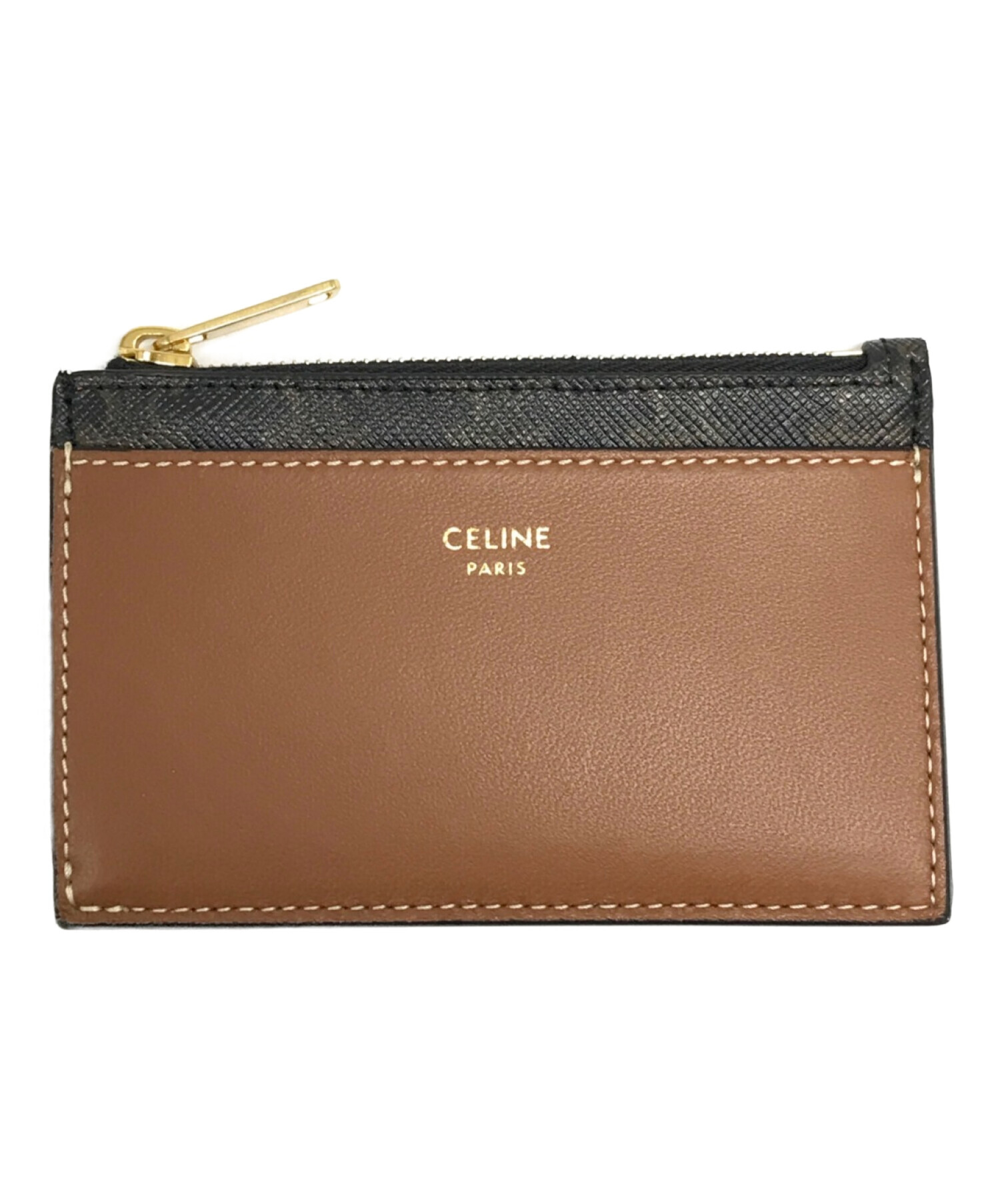 中古・古着通販】CELINE (セリーヌ) ジップ付カードホルダー ブラウン