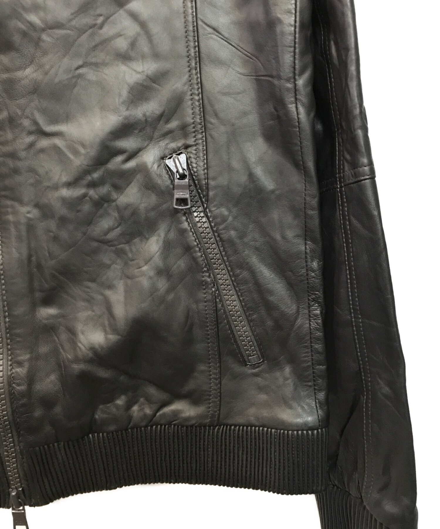ARMANI EXCHANGE (アルマーニ エクスチェンジ) レザーフーデットジャケット ブラック サイズ:s