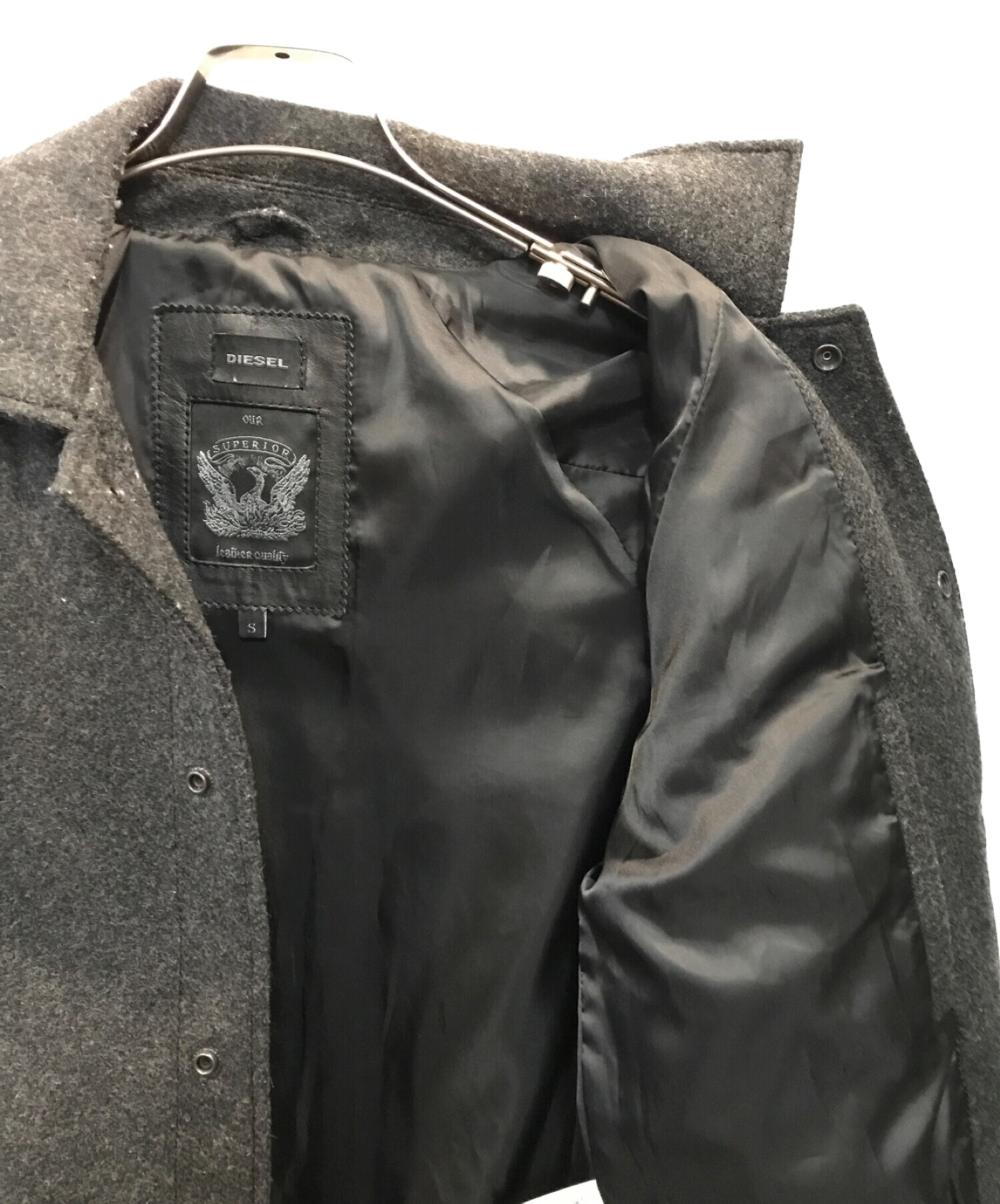 中古・古着通販】DIESEL (ディーゼル) レザースリーブウールブルゾン