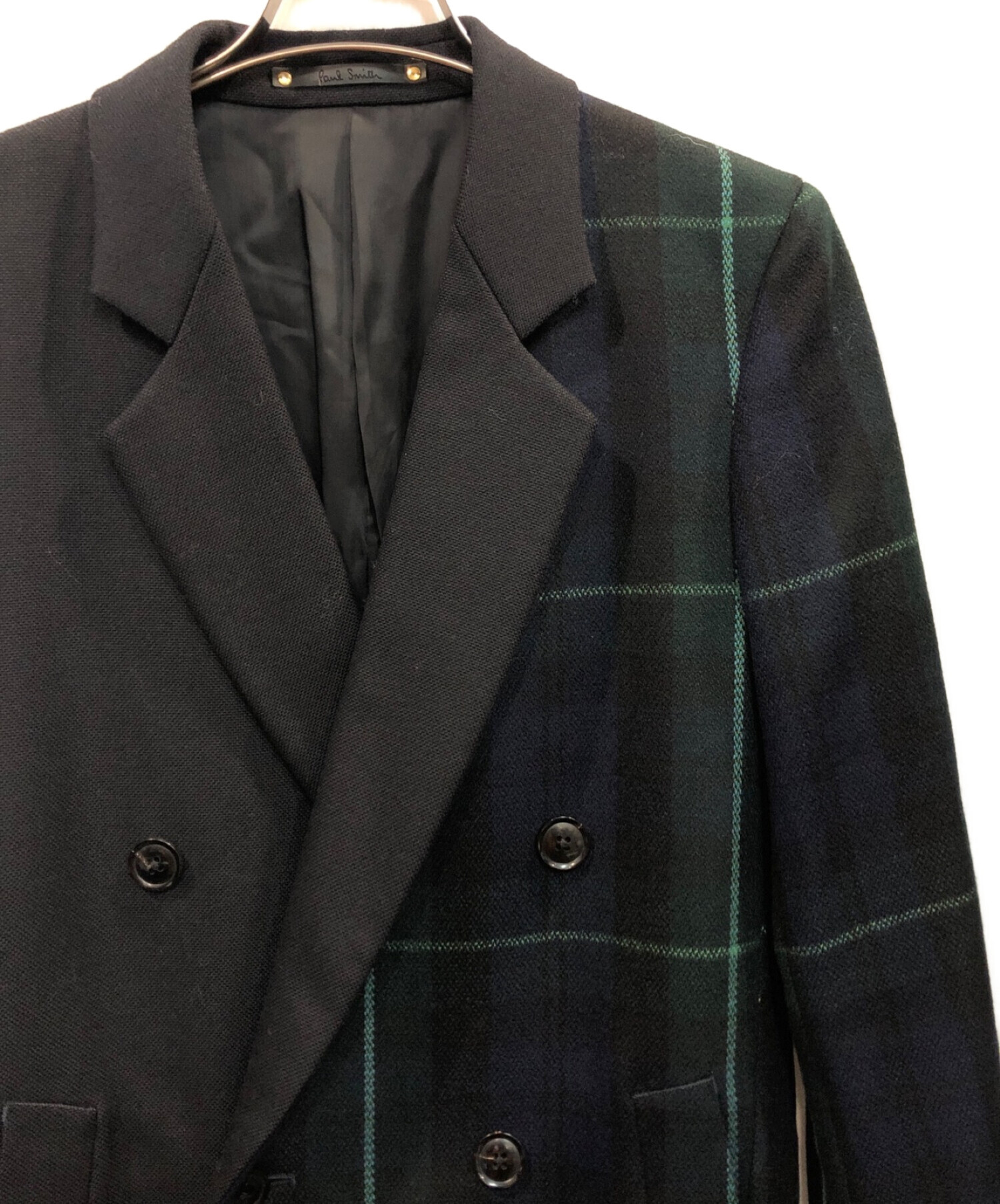 Paul Smith (ポールスミス) DREAMER BLACK WATCH MIX UP DOUBLE-BREASTED COAT グリーン  サイズ:S