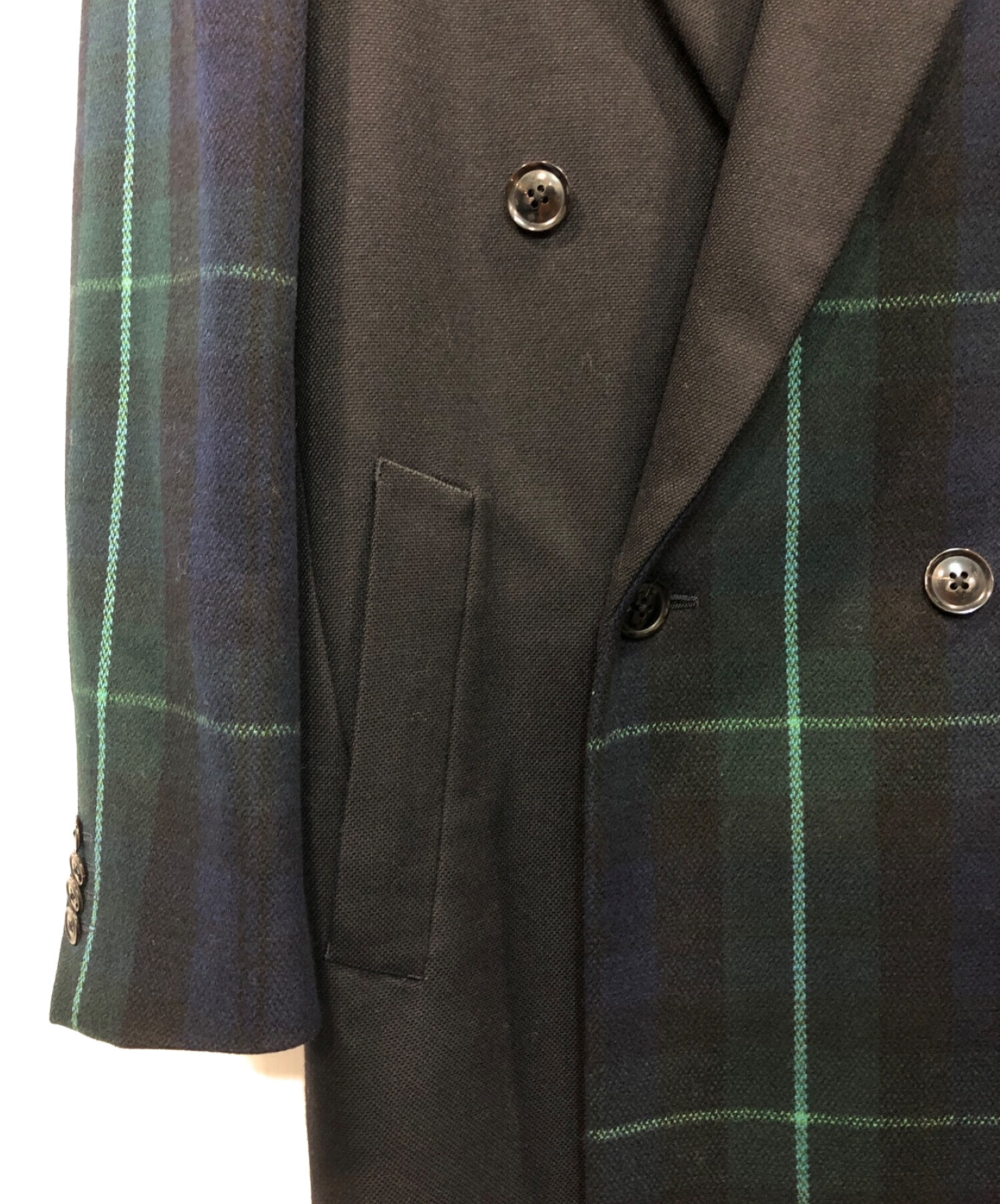 Paul Smith (ポールスミス) DREAMER BLACK WATCH MIX UP DOUBLE-BREASTED COAT グリーン  サイズ:S