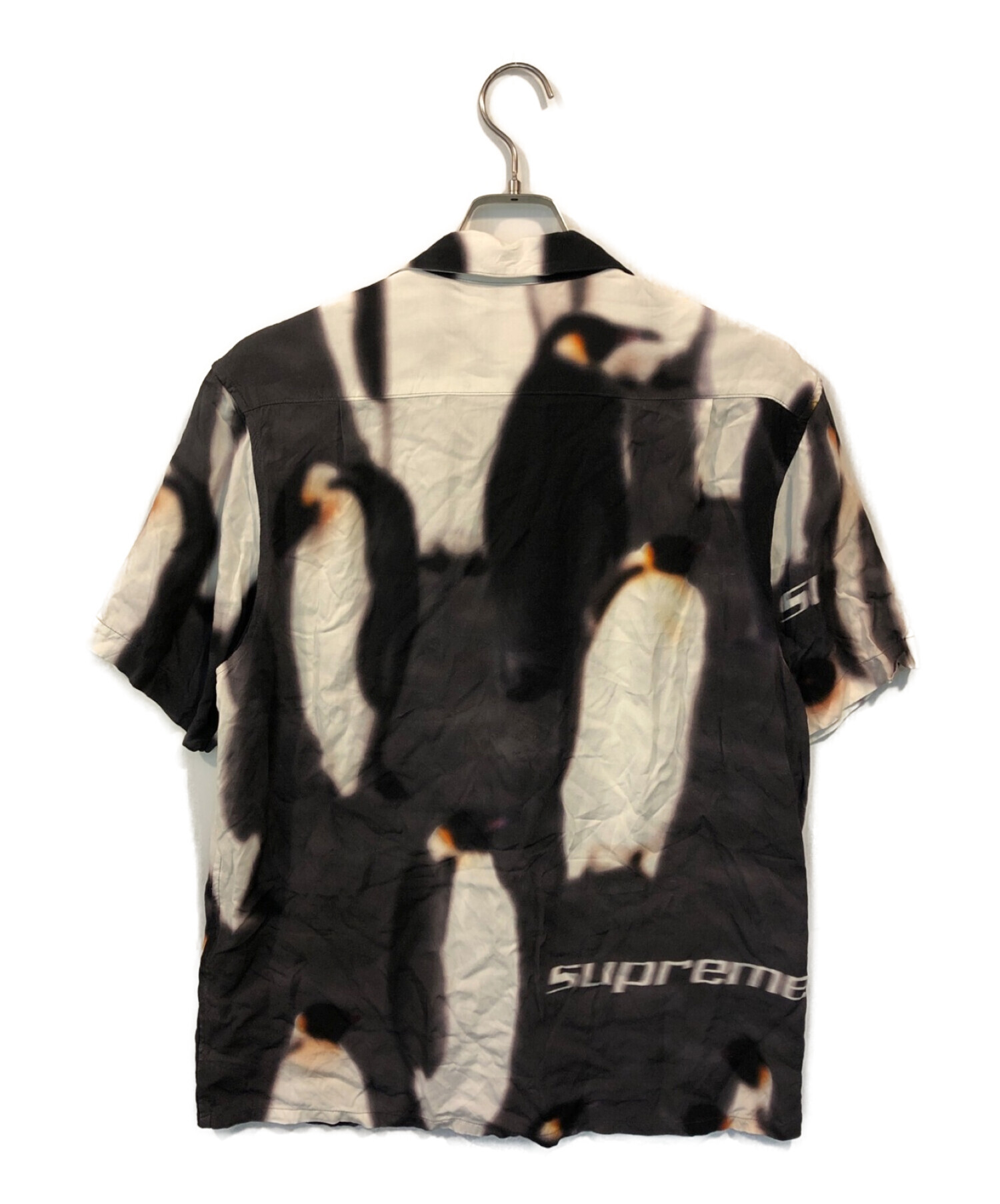 SUPREME (シュプリーム) Penguins Rayon S/S Shirt ブラック×アイボリー サイズ:M