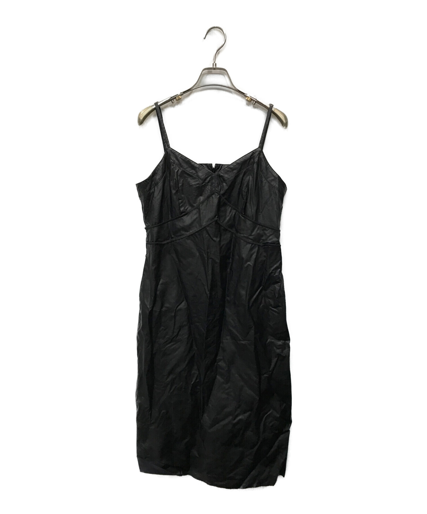 MM6 Maison Margiela (エムエムシックス メゾンマルジェラ) フェイクレザースリップドレス ブラック サイズ:38