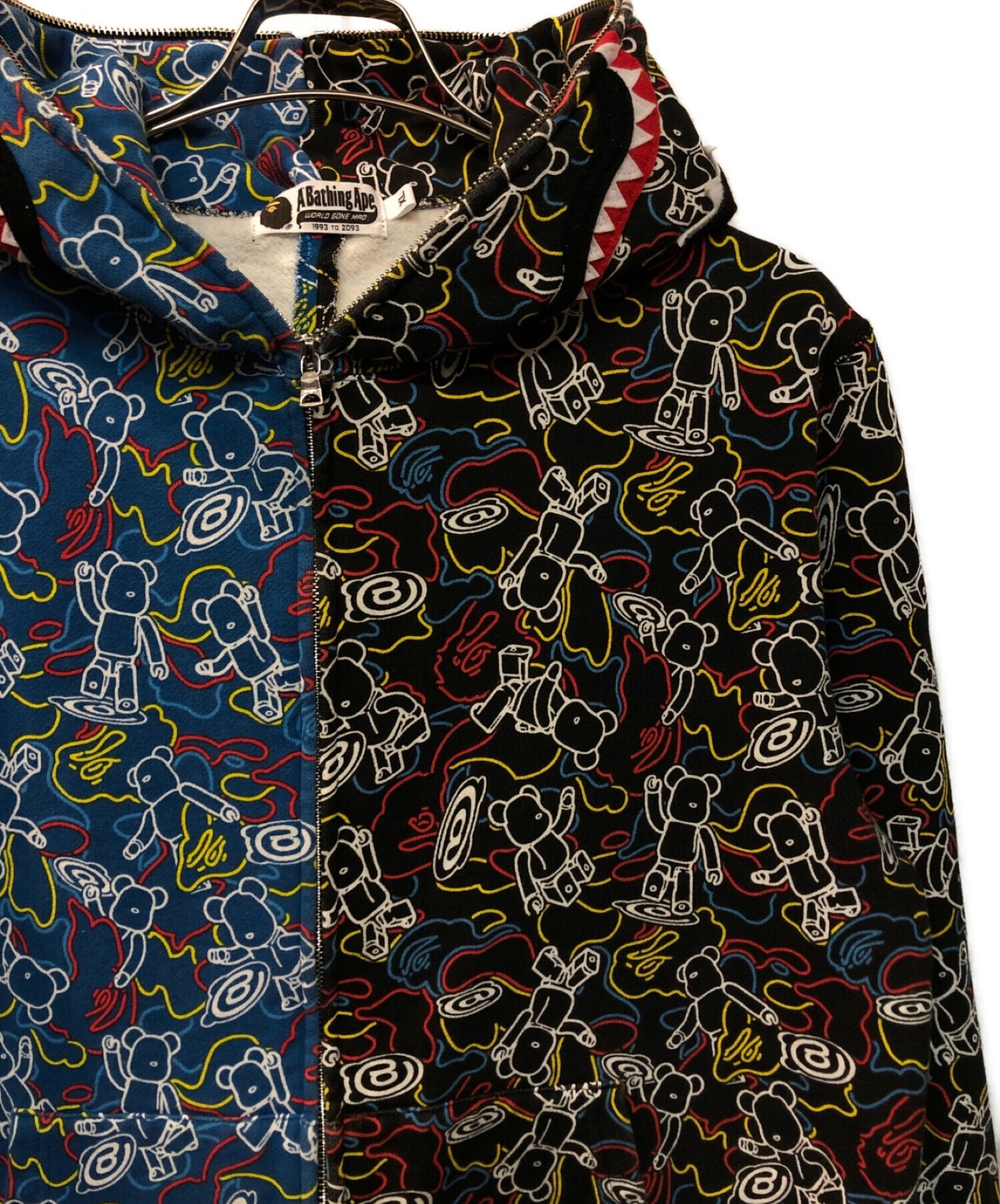 A BATHING APE (アベイシングエイプ) MEDICOM TOY (メディコム・トイ) ”BE@RBRICK CAMO BE@R SHARK  HALF FULL ZIP HOODIE マルチカラー サイズ:XL