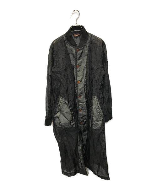 【中古・古着通販】BLACK COMME des GARCONS (ブラック コムデギャルソン) ナイロンコンビシースルーロングコート ブラック  サイズ:M｜ブランド・古着通販 トレファク公式【TREFAC FASHION】スマホサイト