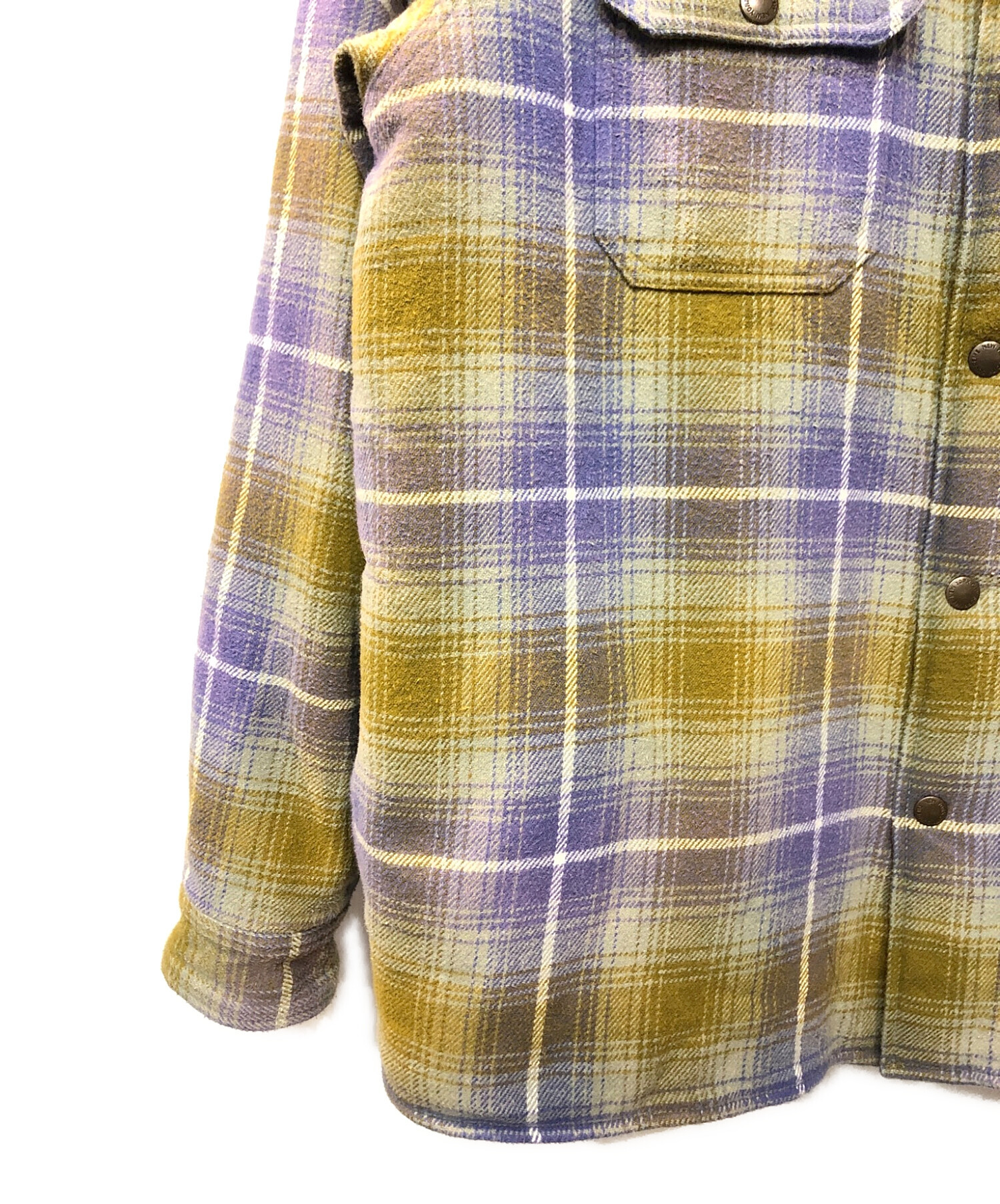 SUPREME (シュプリーム) faux Shearling Lined Flannel Shirt ネイビー×グリーン サイズ:L