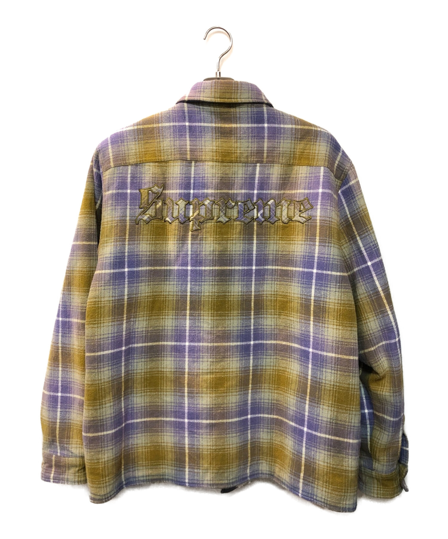 SUPREME (シュプリーム) faux Shearling Lined Flannel Shirt ネイビー×グリーン サイズ:L