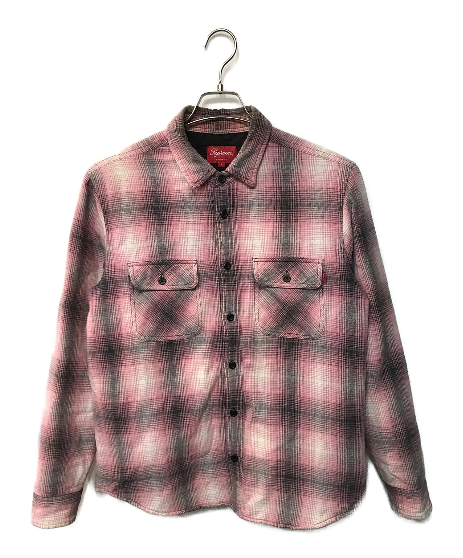 SUPREME (シュプリーム) 16AW QUILTED SHADOW PLAID SHIRT ピンク サイズ:ｓ