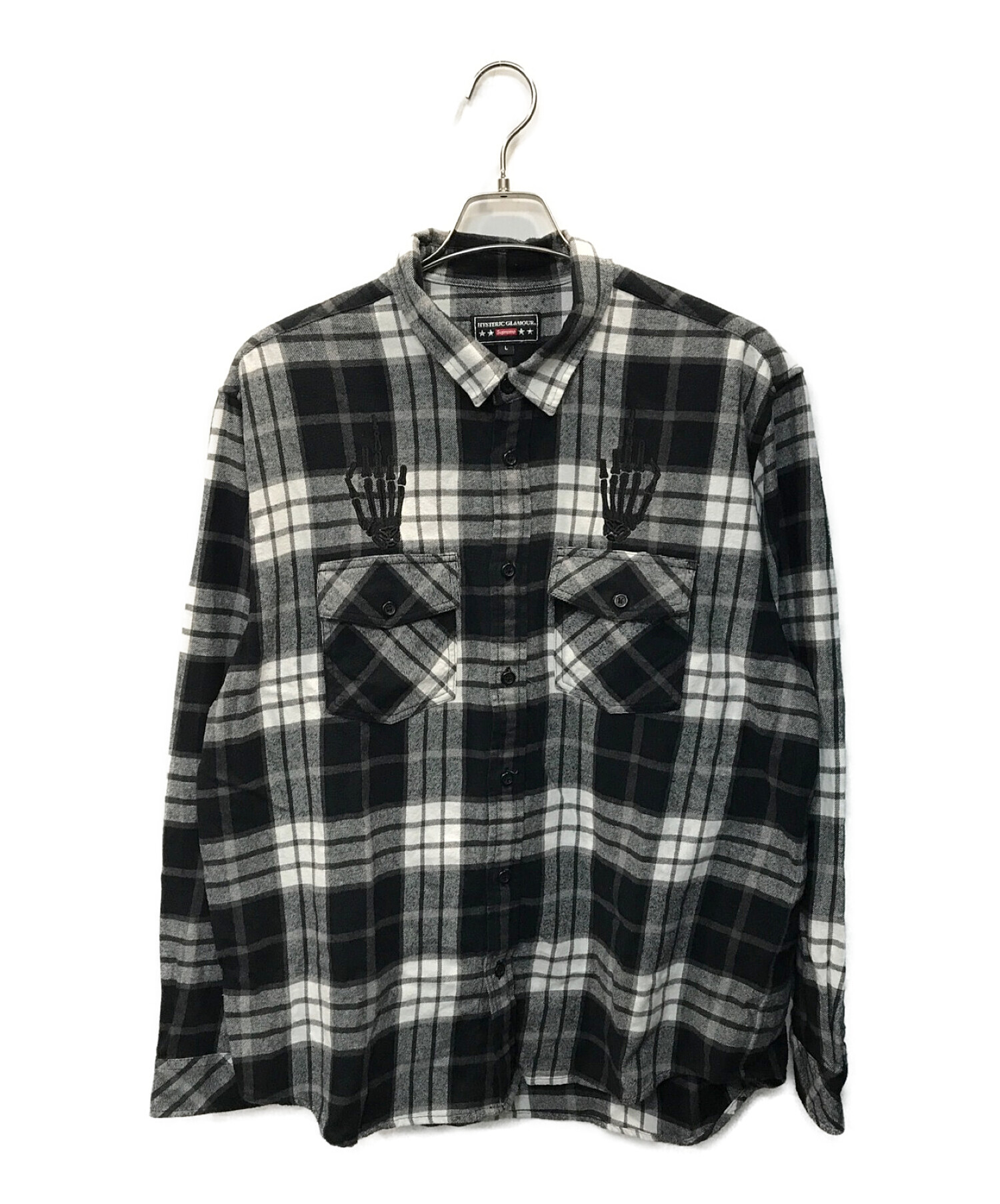 SUPREME (シュプリーム) Hysteric Glamour (ヒステリックグラマー) 21SS Plaid Flannel Shirt グレー  サイズ:L