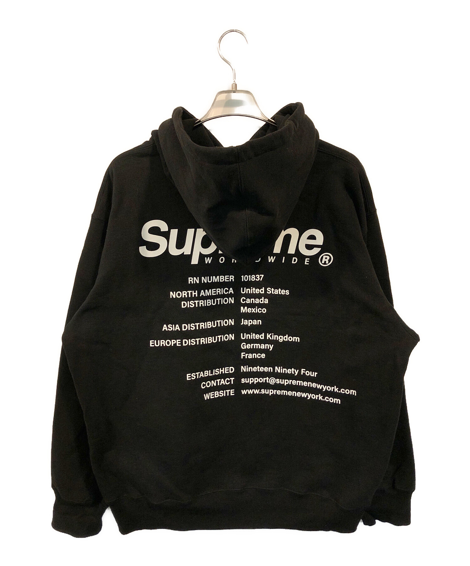 中古・古着通販】SUPREME (シュプリーム) Worldwide Hooded Sweatshirt ブラック サイズ:XL｜ブランド・古着通販  トレファク公式【TREFAC FASHION】スマホサイト