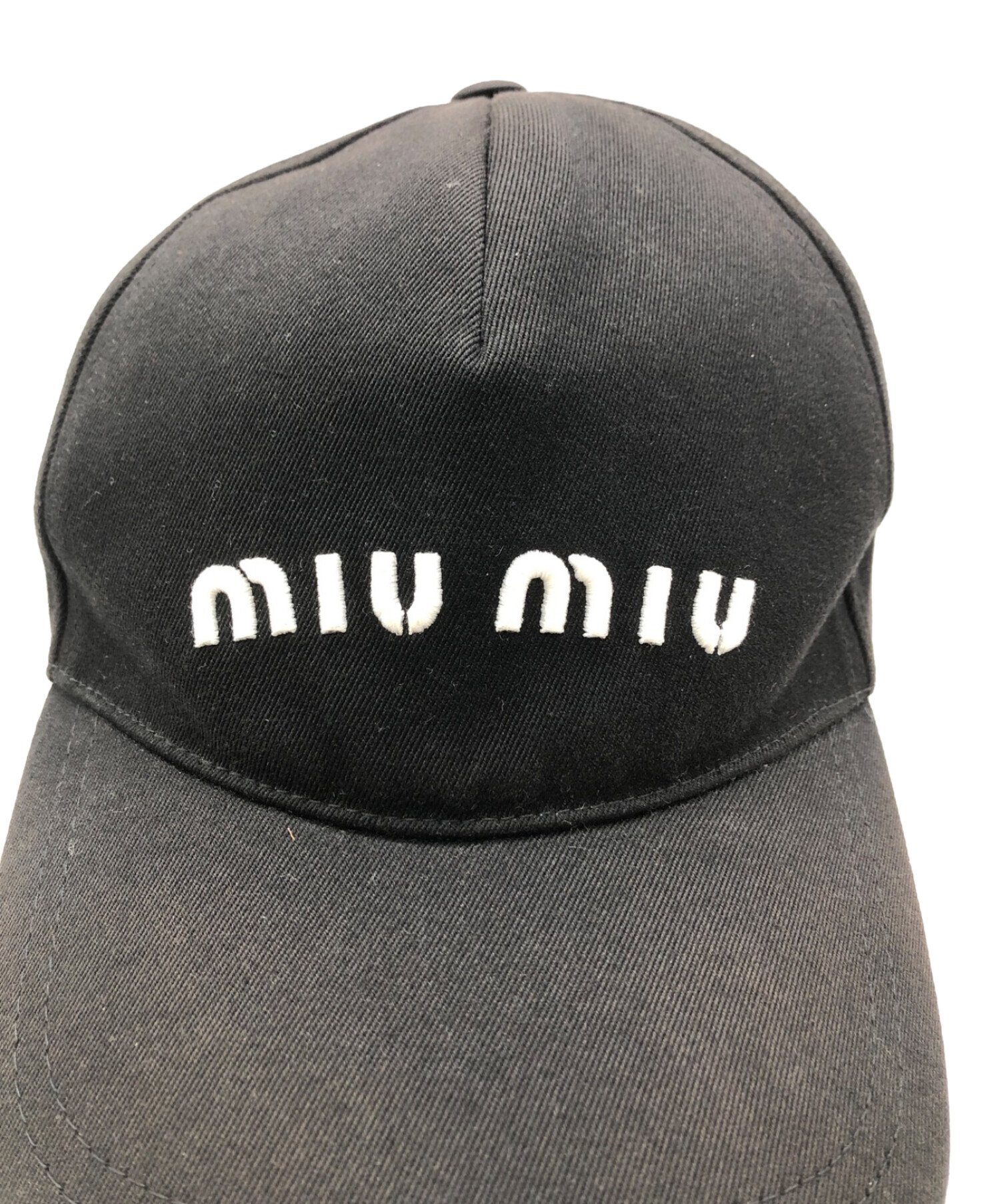 MIU MIU (ミュウミュウ) コットン ベースボールキャップ ブラック サイズ:M