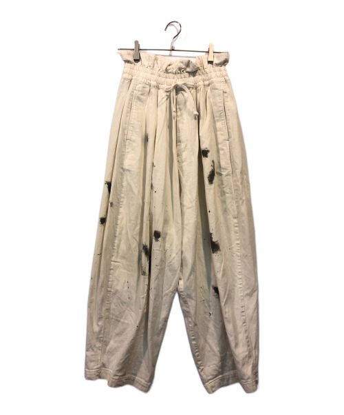 中古・古着通販】My Beautiful Landlet (マイビューティフルランドレット) paint denim tuck wide pants（ ペイントデニムタックワイドパンツ） ホワイト サイズ:SIZE 0｜ブランド・古着通販 トレファク公式【TREFAC FASHION】スマホサイト