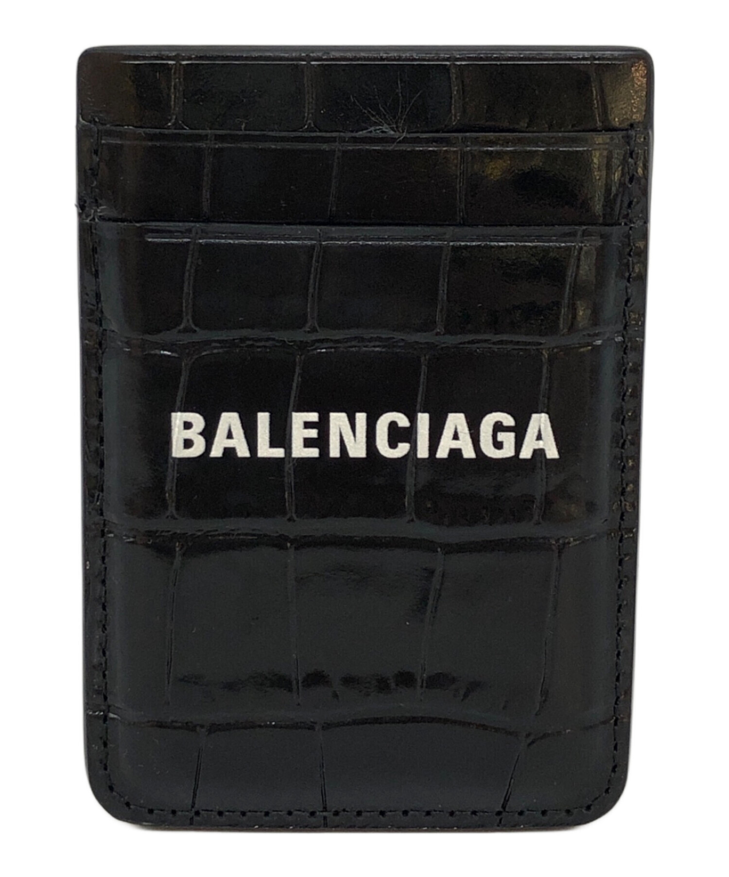 BALENCIAGA (バレンシアガ) クロコ型押しマグネットカードホルダー ブラック