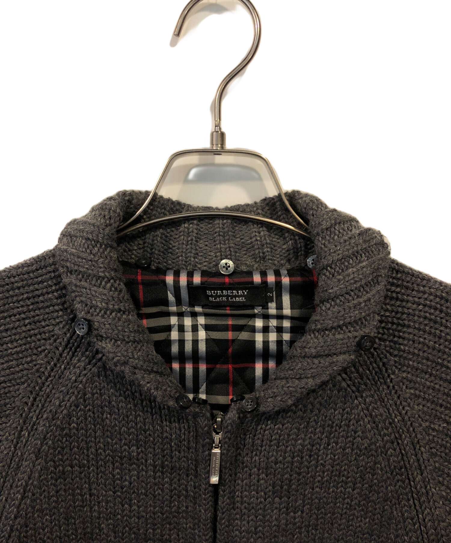 中古・古着通販】BURBERRY BLACK LABEL (バーバリーブラックレーベル) ジップアップファーニットジャケット グレー サイズ:2｜ブランド・古着通販  トレファク公式【TREFAC FASHION】スマホサイト