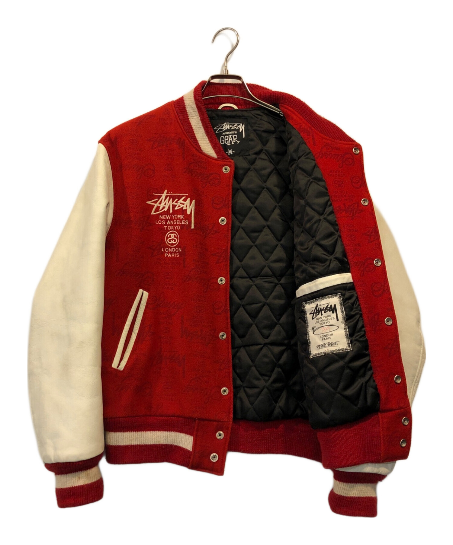 中古・古着通販】stussy (ステューシー) 25周年ワールドツアースタジャン ホワイト×レッド サイズ:M｜ブランド・古着通販  トレファク公式【TREFAC FASHION】スマホサイト