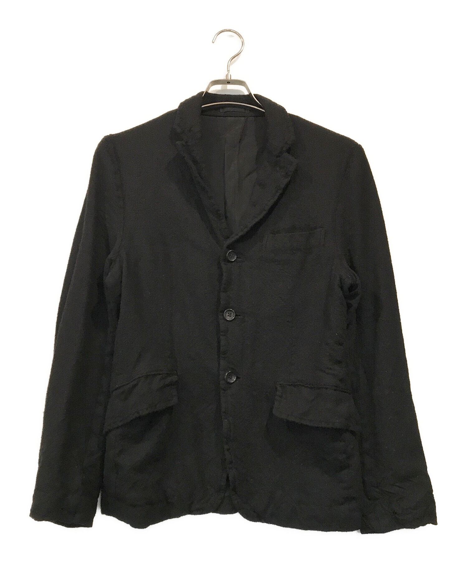 中古・古着通販】COMME des GARCONS HOMME (コムデギャルソン オム) ウール縮絨テーラードジャケット ブラック  サイズ:XS｜ブランド・古着通販 トレファク公式【TREFAC FASHION】スマホサイト