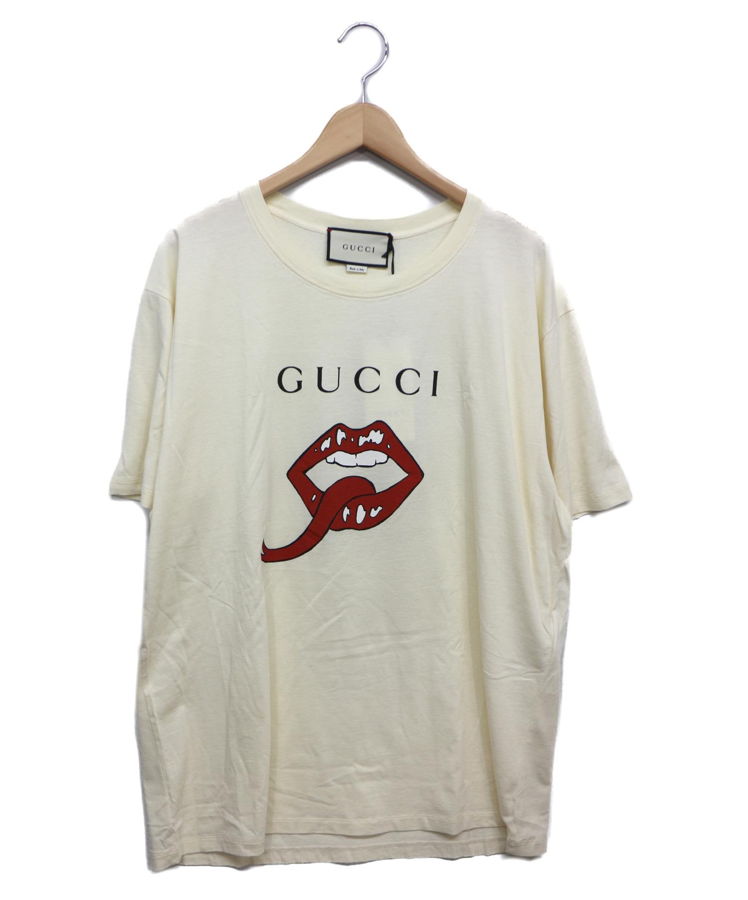 GUCCI (グッチ) ROCKオーバーサイズマウスTシャツ アイボリー サイズ:XL