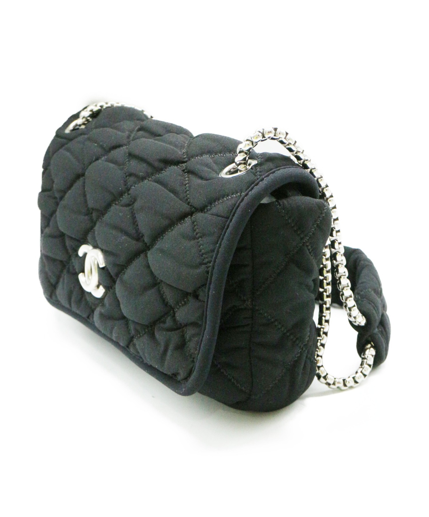 CHANEL (シャネル) ジャージーコットンキルティングチェーンバッグ ブラック マトラッセ 12754987