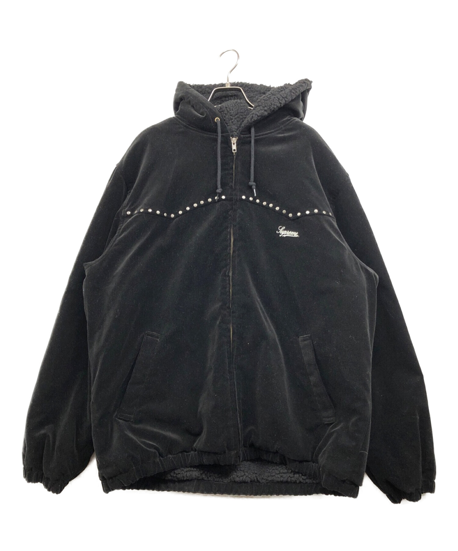 Supreme (シュプリーム) Studded Velvet Hooded Work Jacket ブラック サイズ:XL