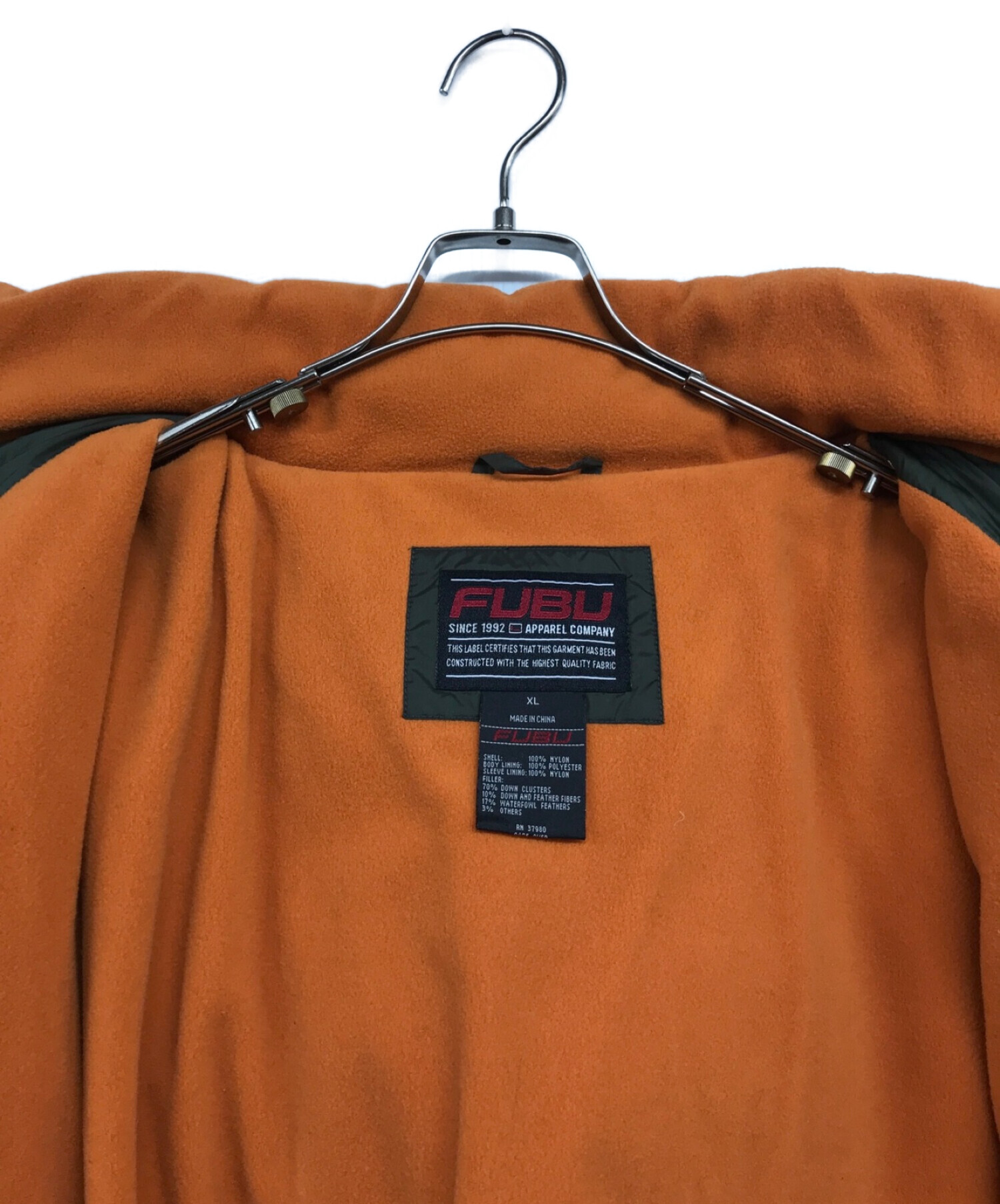 FUBU (フブ) オーバーサイズダウンジャケット グリーン×オレンジ サイズ:XL