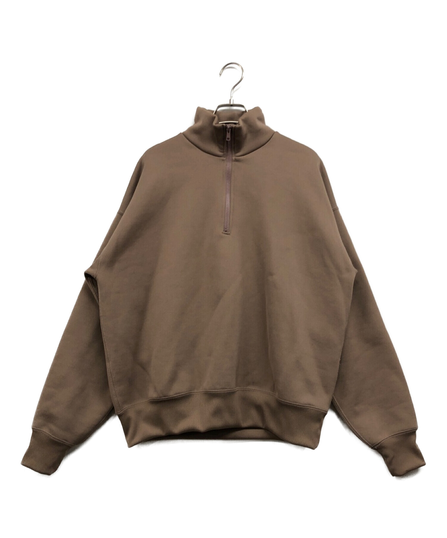 AURALEE (オーラリー) BAGGY POLYESTER SWEAT HALF ZIP P/O ベージュ サイズ:1